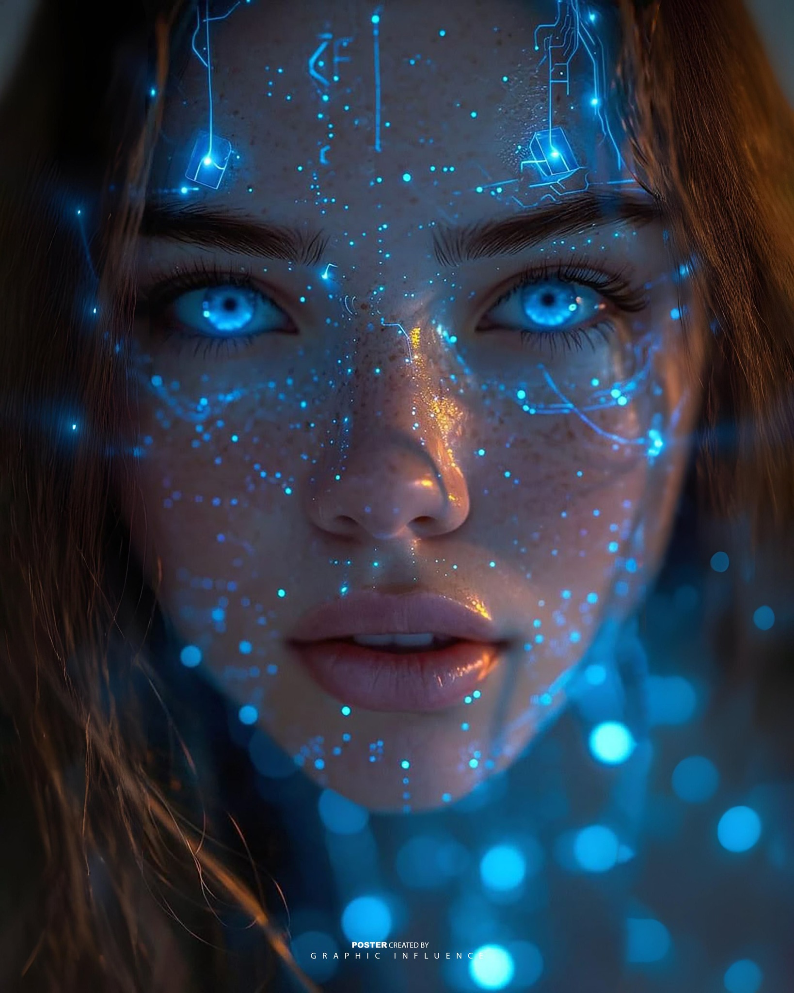 Neon Circuitry Cyberpunk Portrait