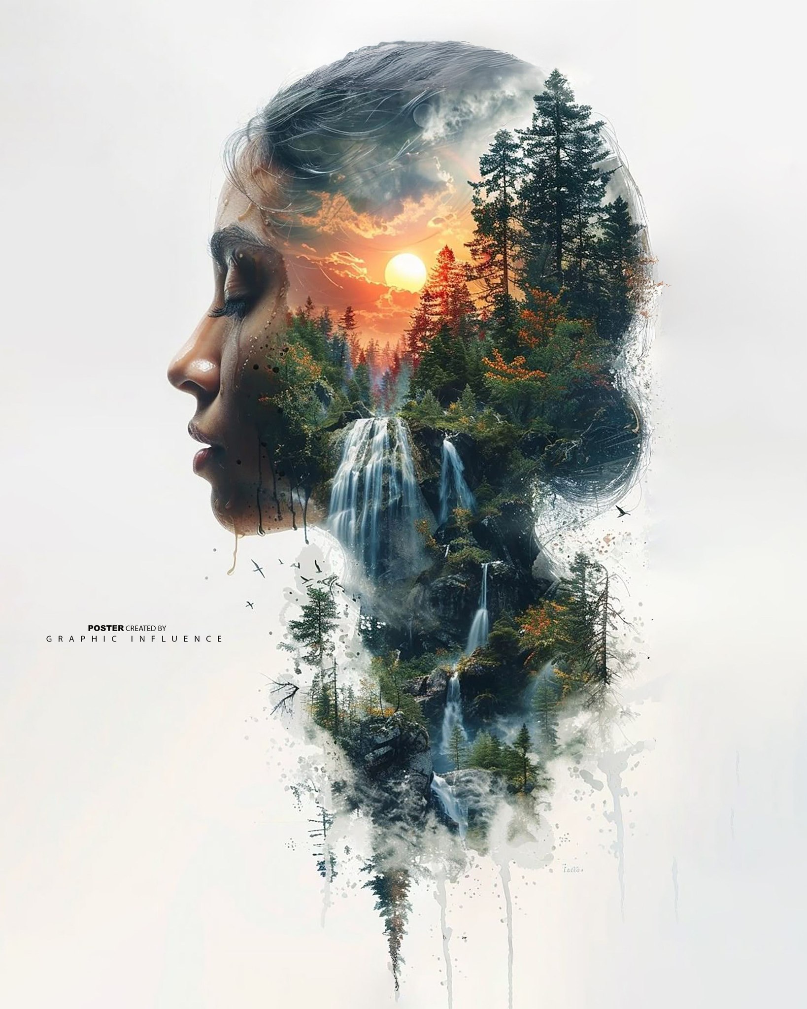 Ethereal Forest Muse in Golden Sunset Silhouette