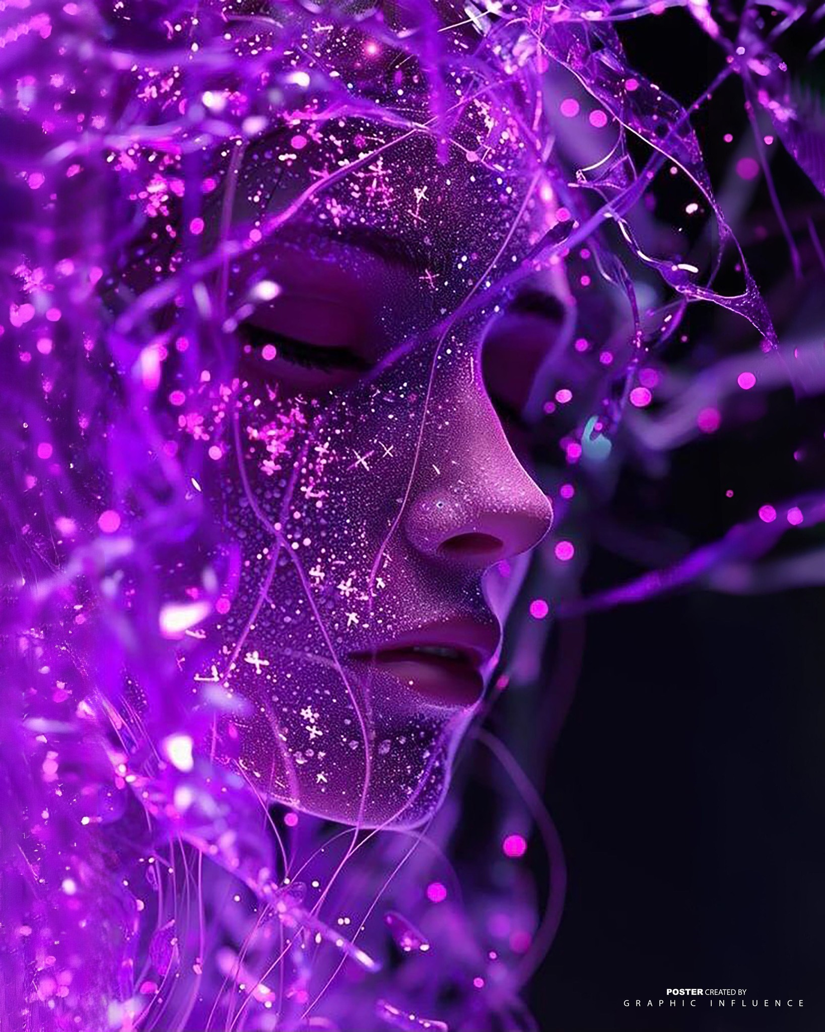 Neon Cosmic Essence Nebula Portrait