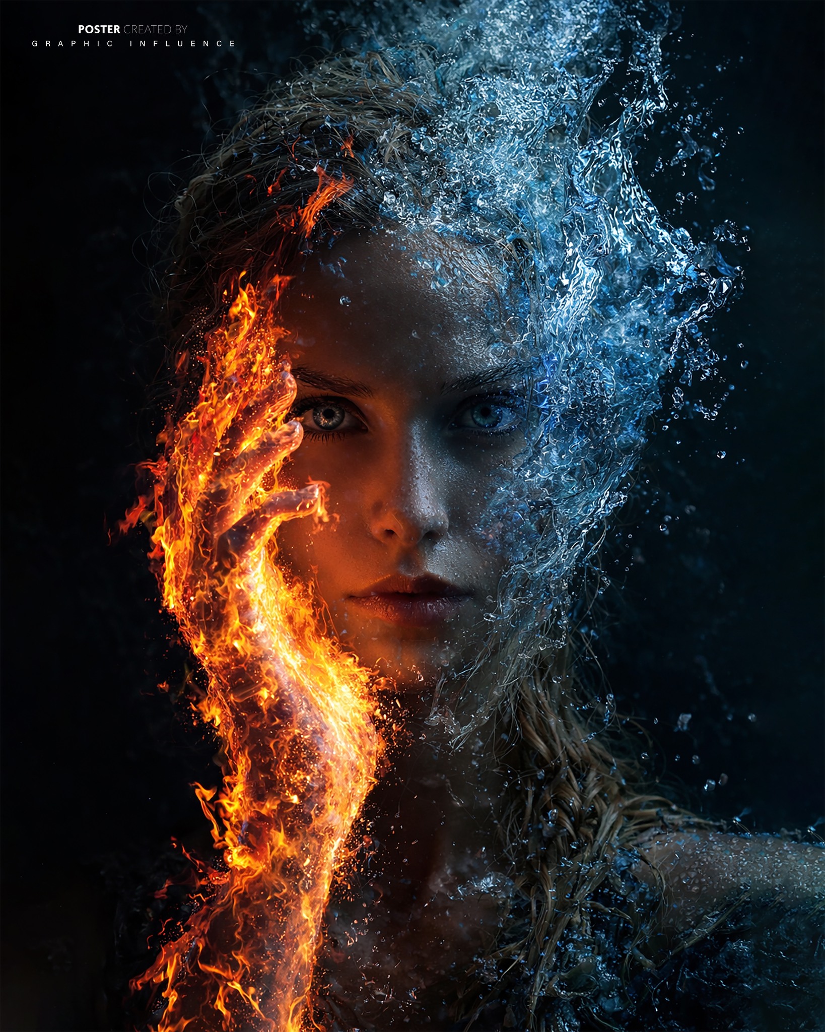 Elemental Equilibrium: Fire and Water Portrait