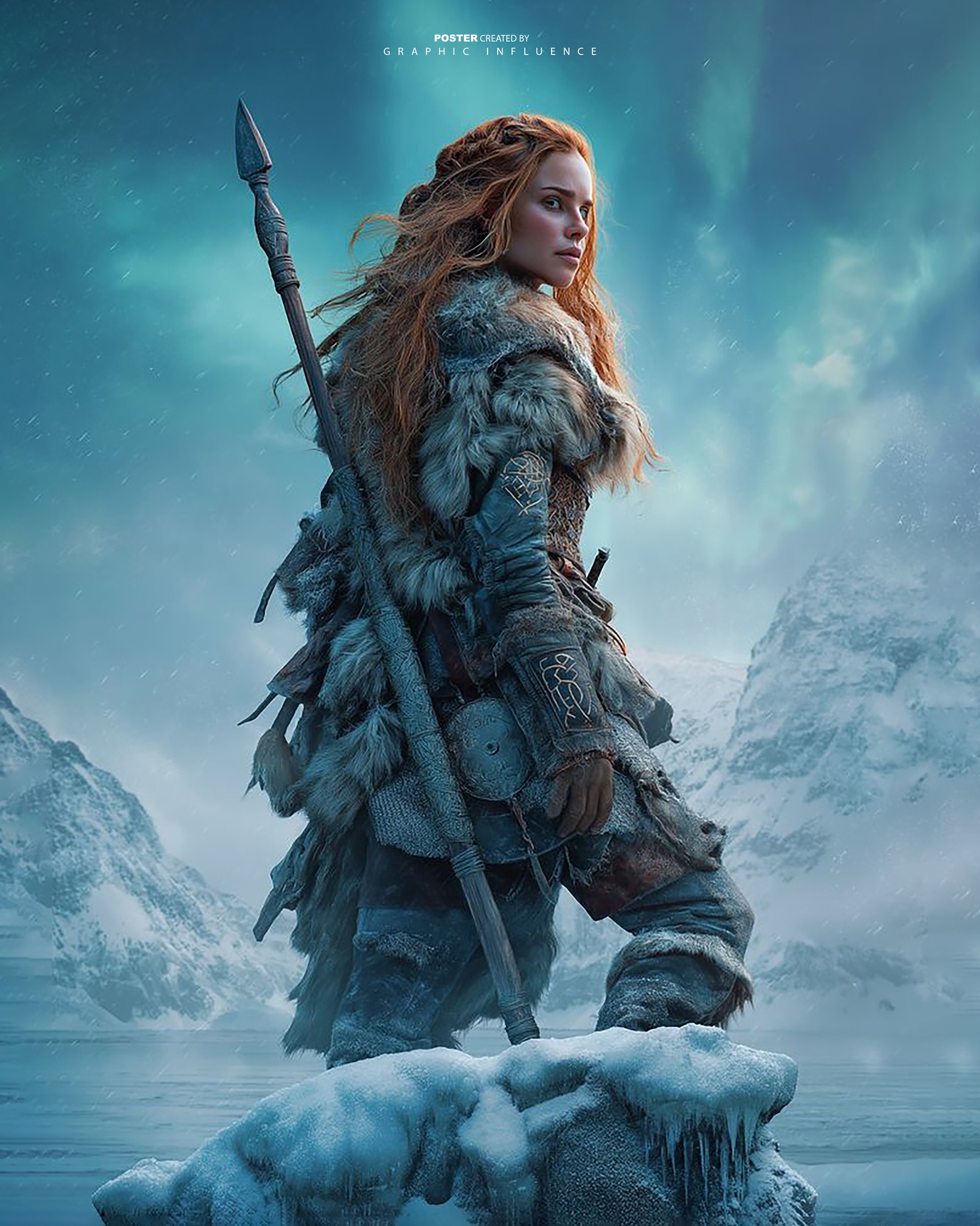Northern Valkyrie Under the Aurora Borealis