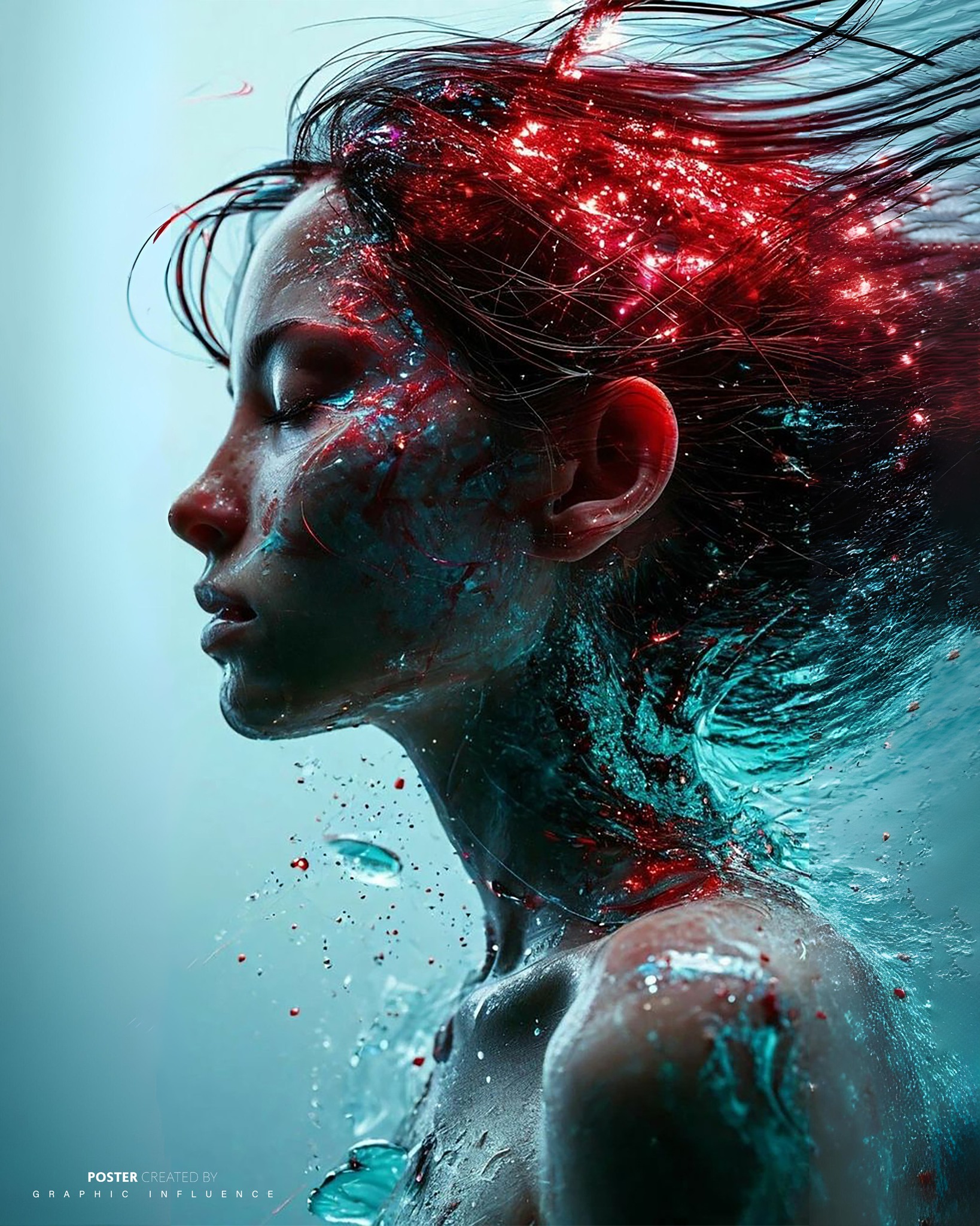 Crimson Flow Ethereal Water Goddess