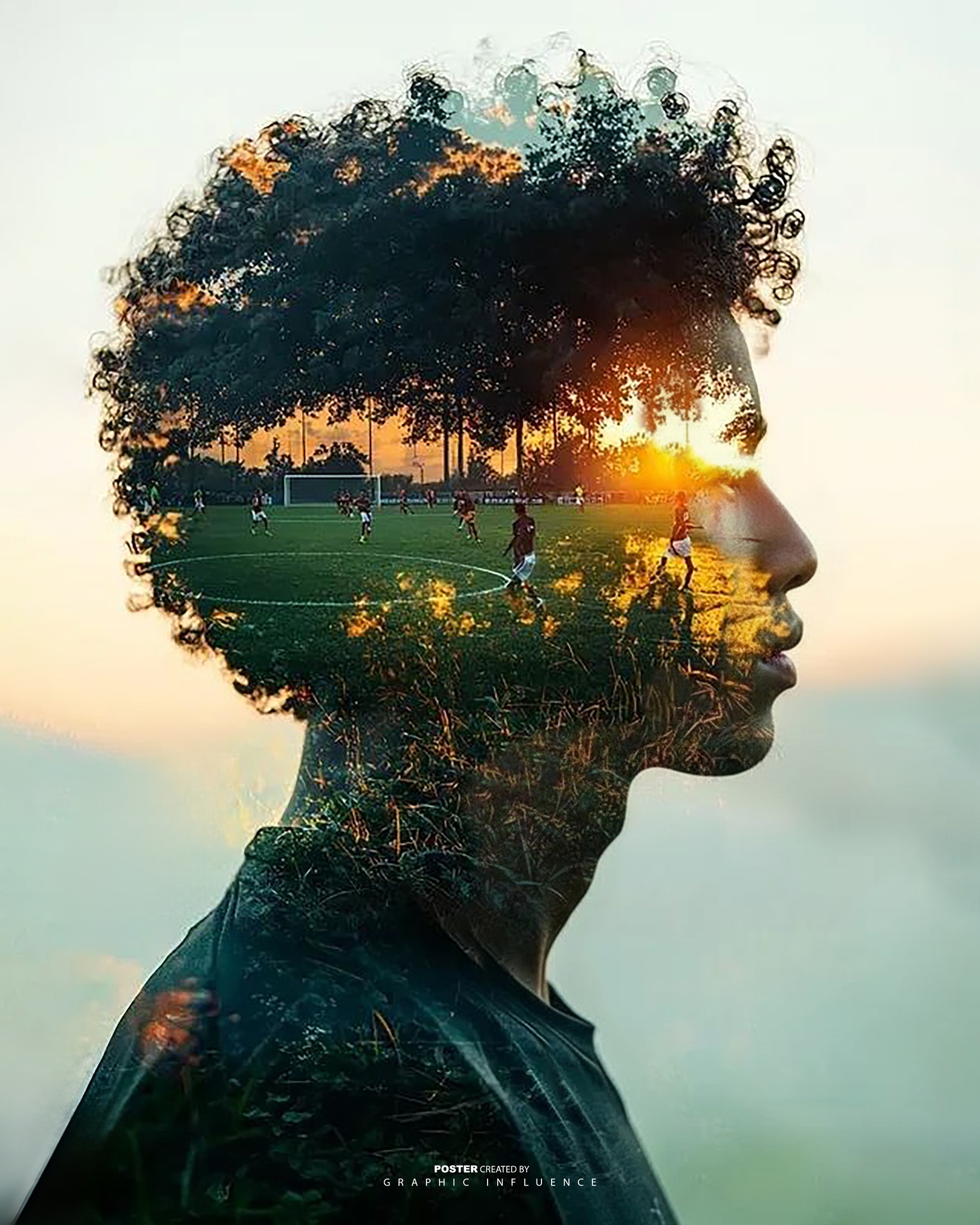 Golden Hour Goal: Surreal Soccer Silhouette