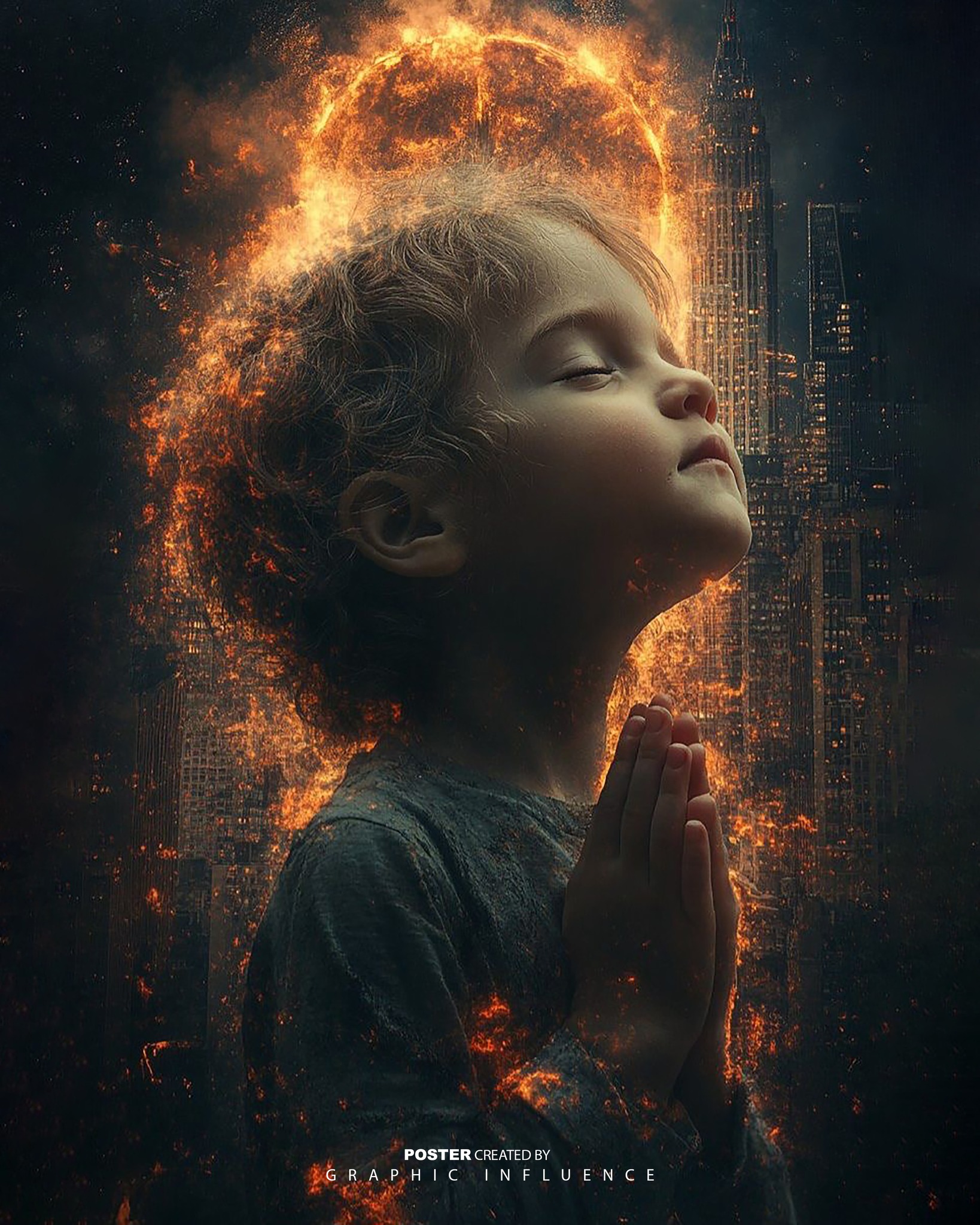 Silent Prayer Amidst the Embers