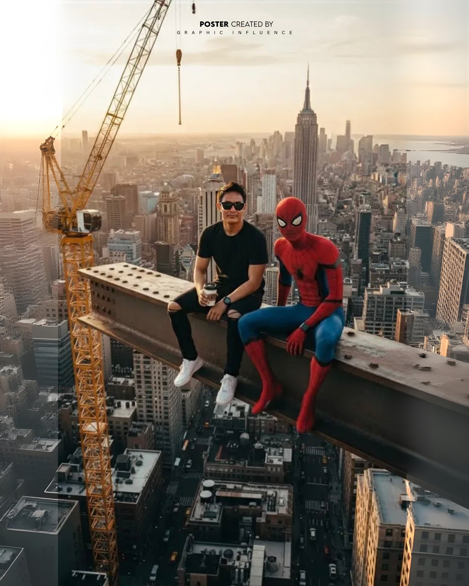 Spider-Man and Civilian Coffee Break at Sunset
