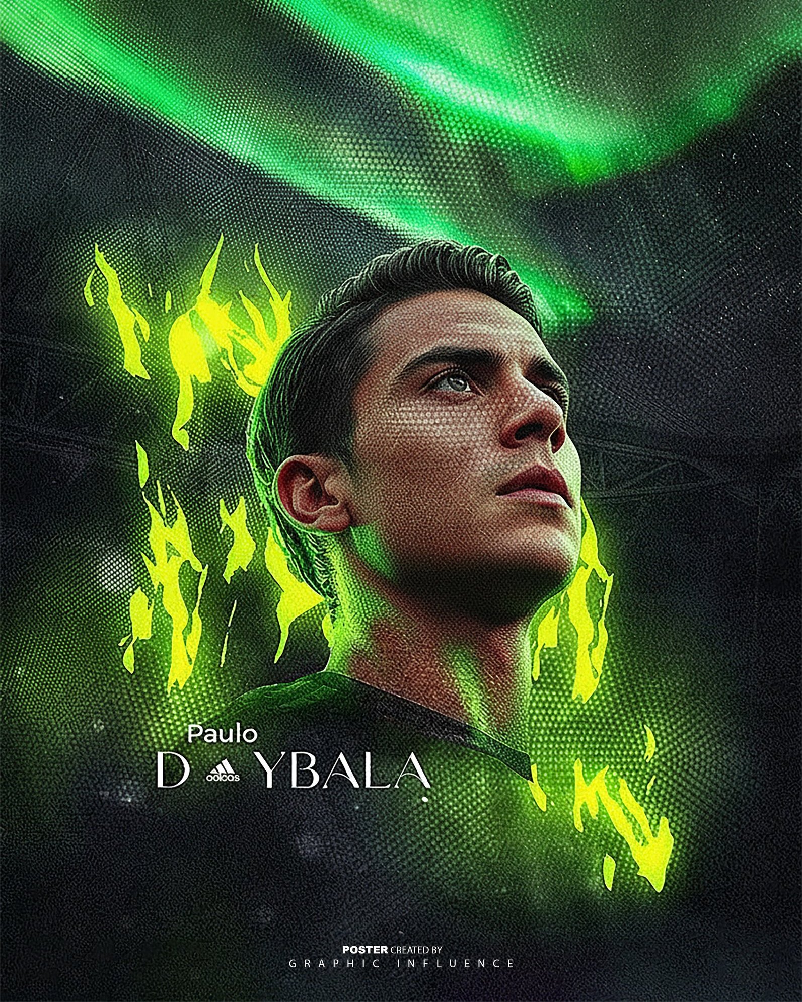 Neon Aurora Paulo Dybala Cyber Poster