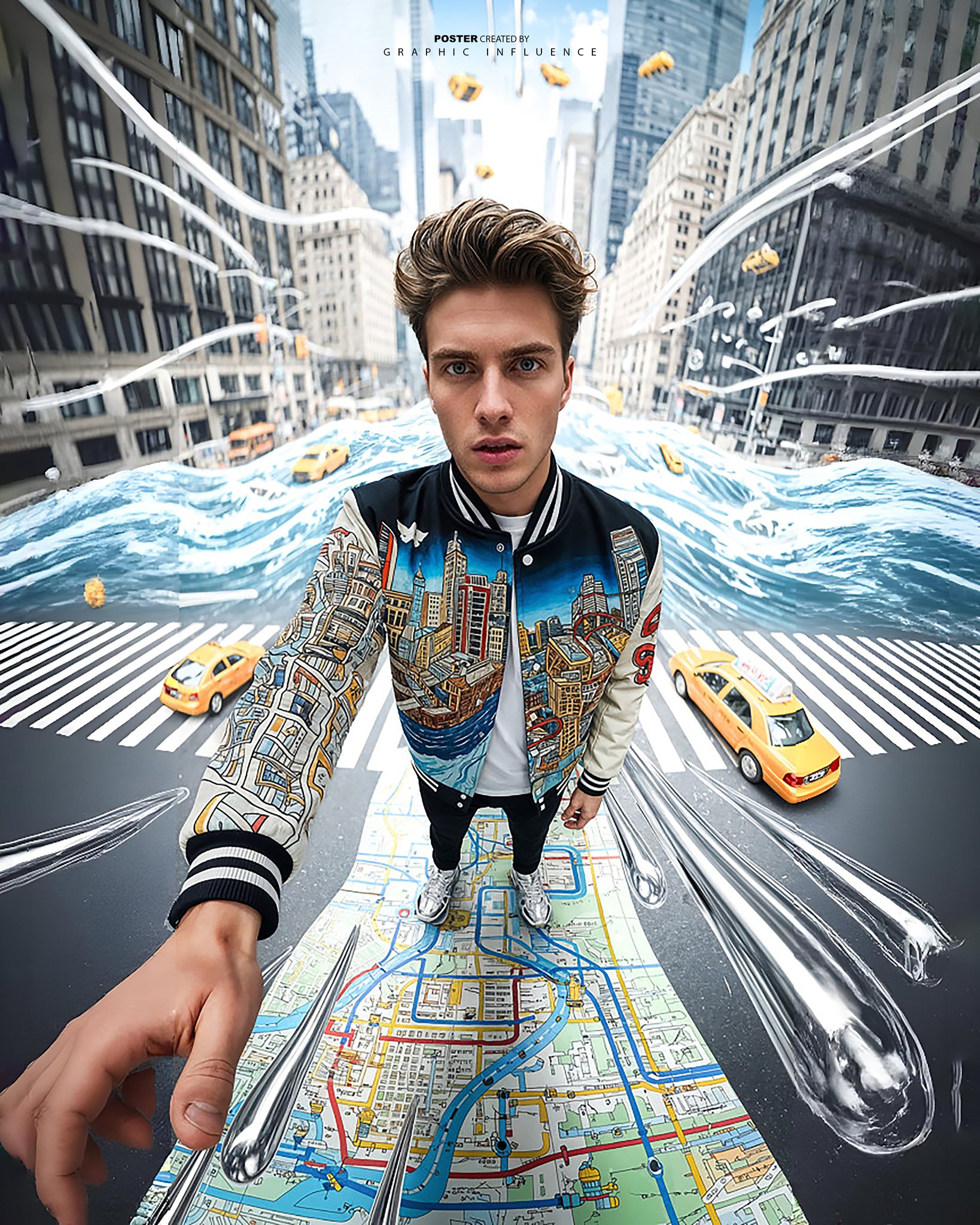 Urban Selfie in a Liquid Cityscape