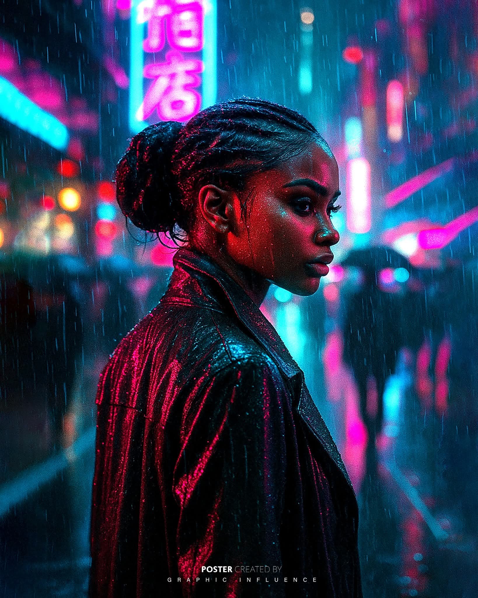 Neon Noir Rain in the Cyberpunk District