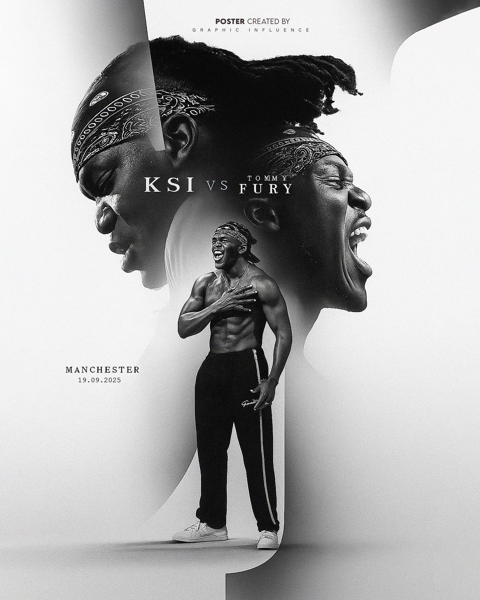 Monochrome Fury Fight Night Poster