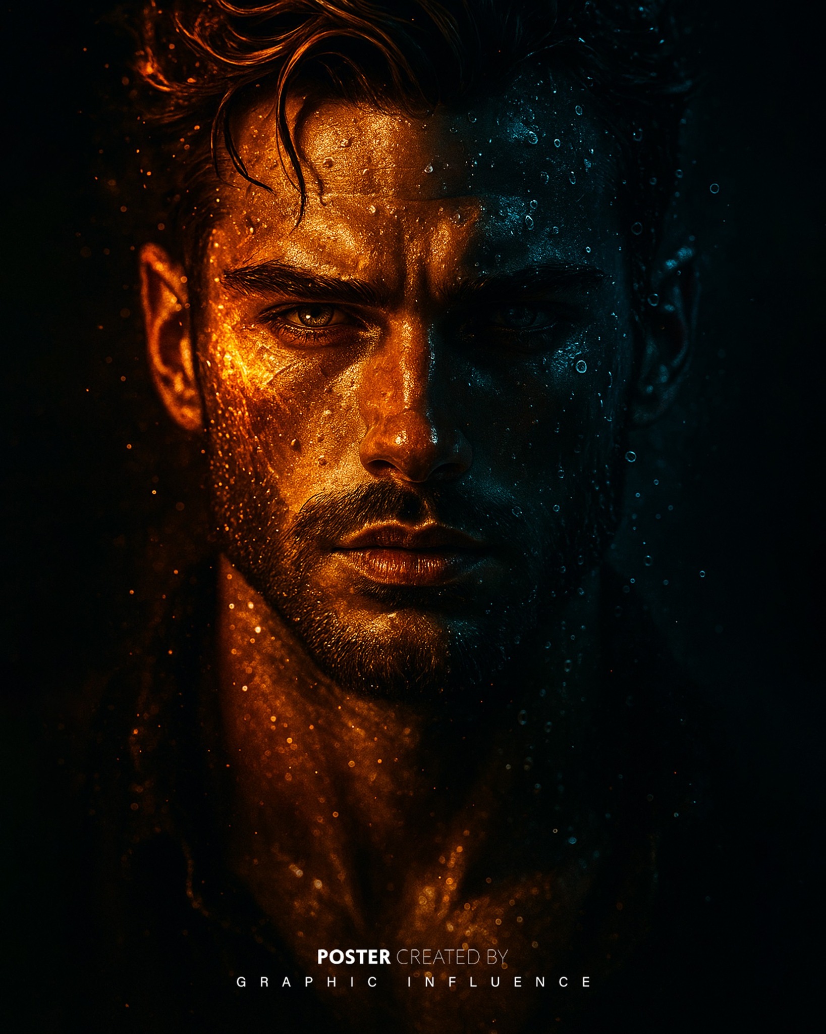 Fire and Ice Submerged Cinematic Portrait