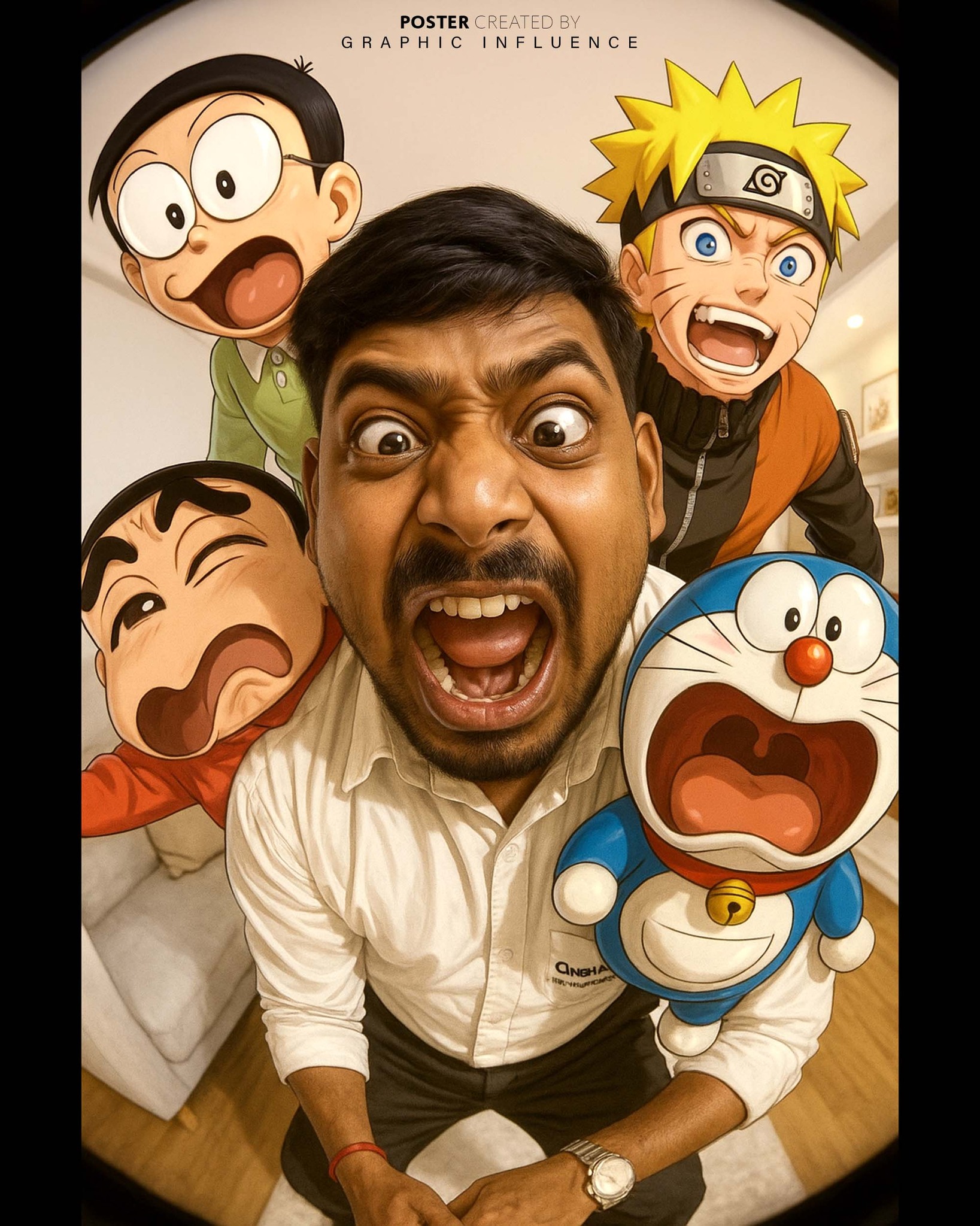 Anime Squad Fisheye Selfie