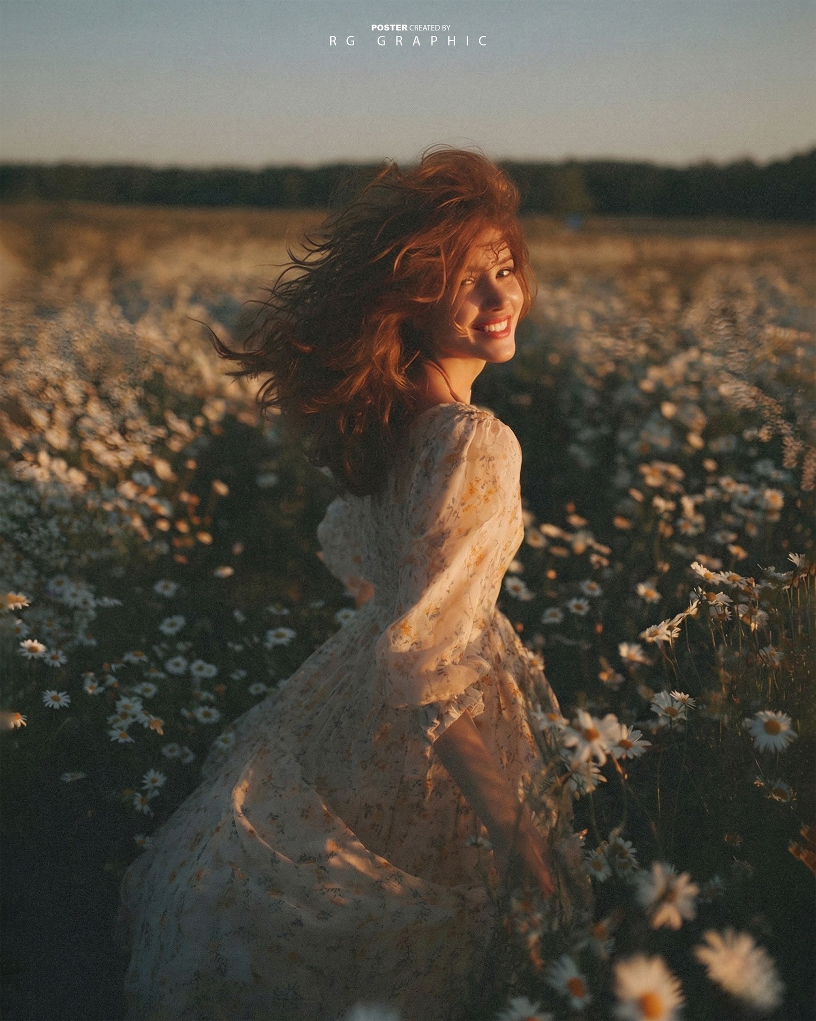Golden Hour Smile in the Daisy Meadow