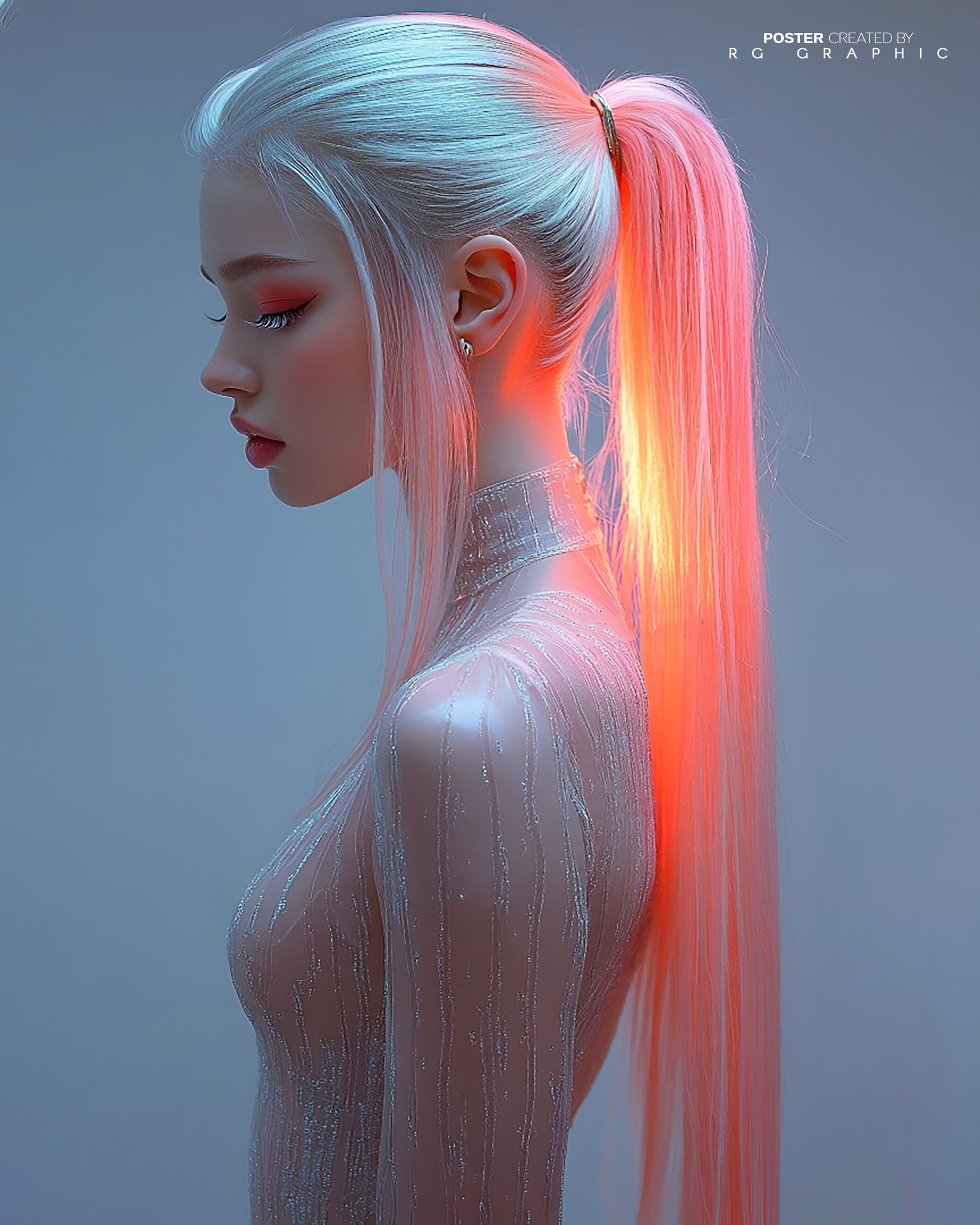 Neon Silk Cyberpunk Portrait