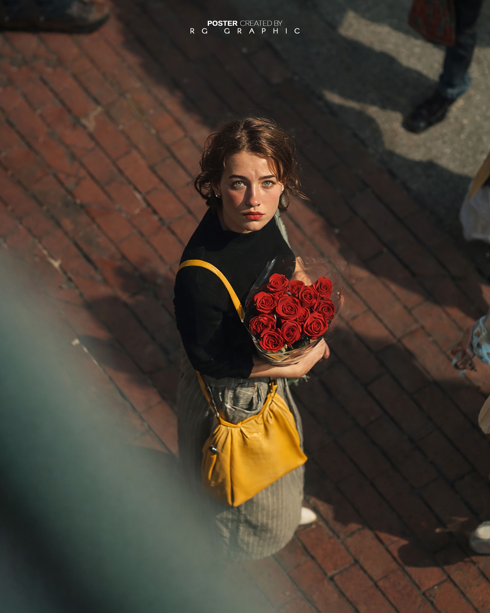 Golden Hour Roses on Red Brick Streets