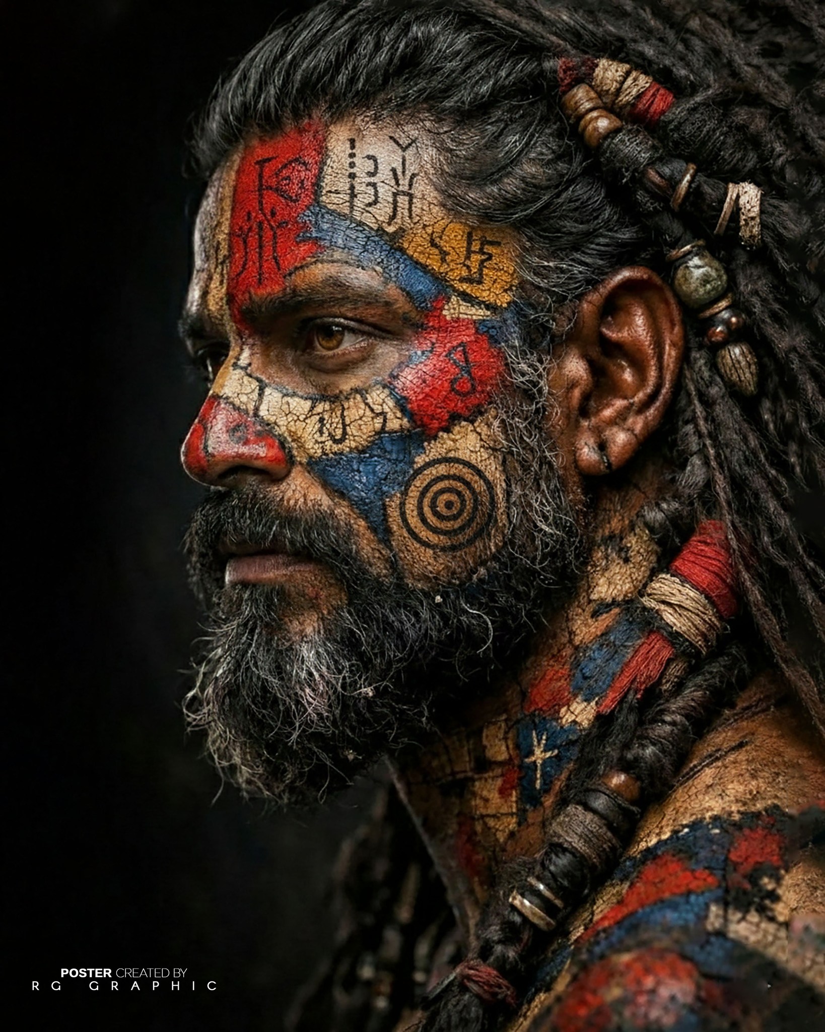 Primitive Shadows: The Painted Tribal Warrior
