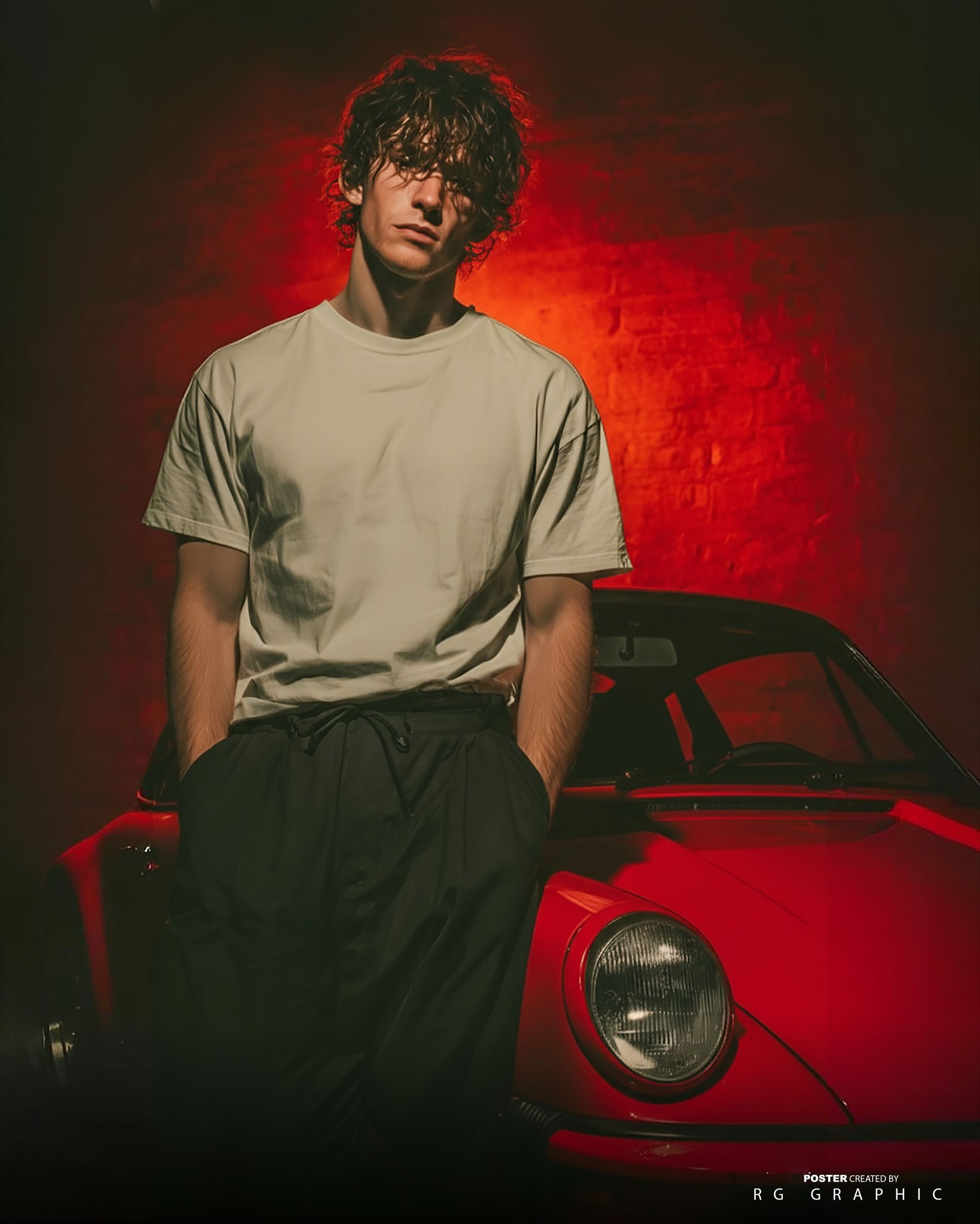Vintage Red Rebel in Cinematic Shadows