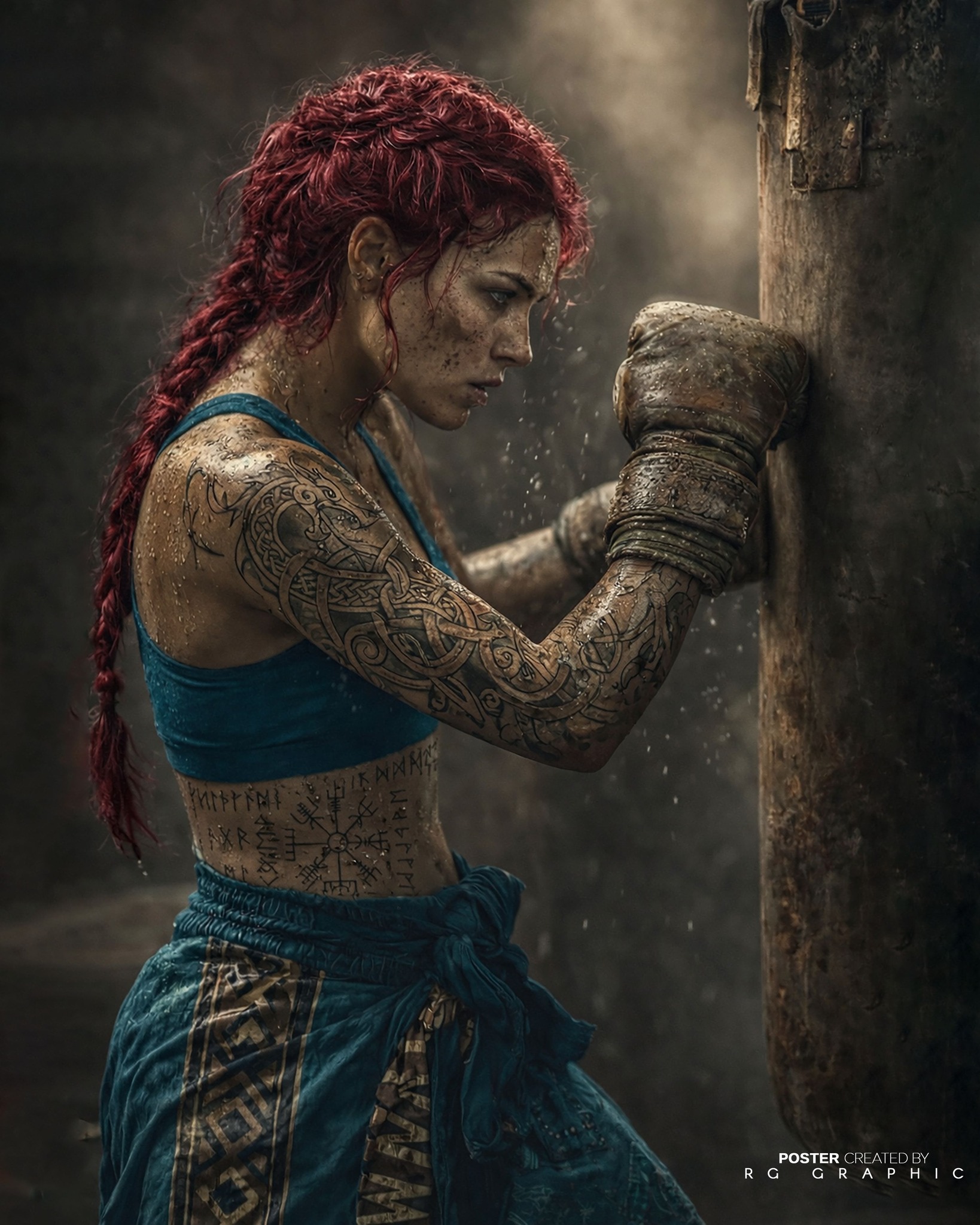 Viking Shieldmaiden Training in the Mist