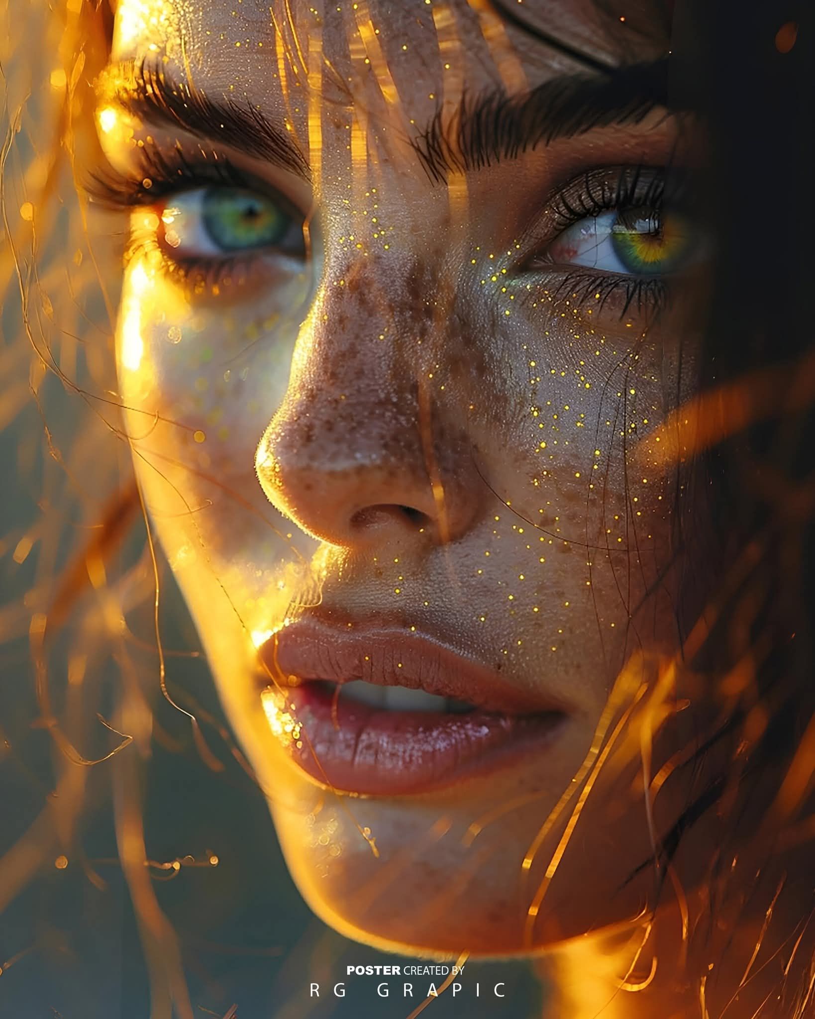 Golden Sunlit Dew and Emerald Gaze