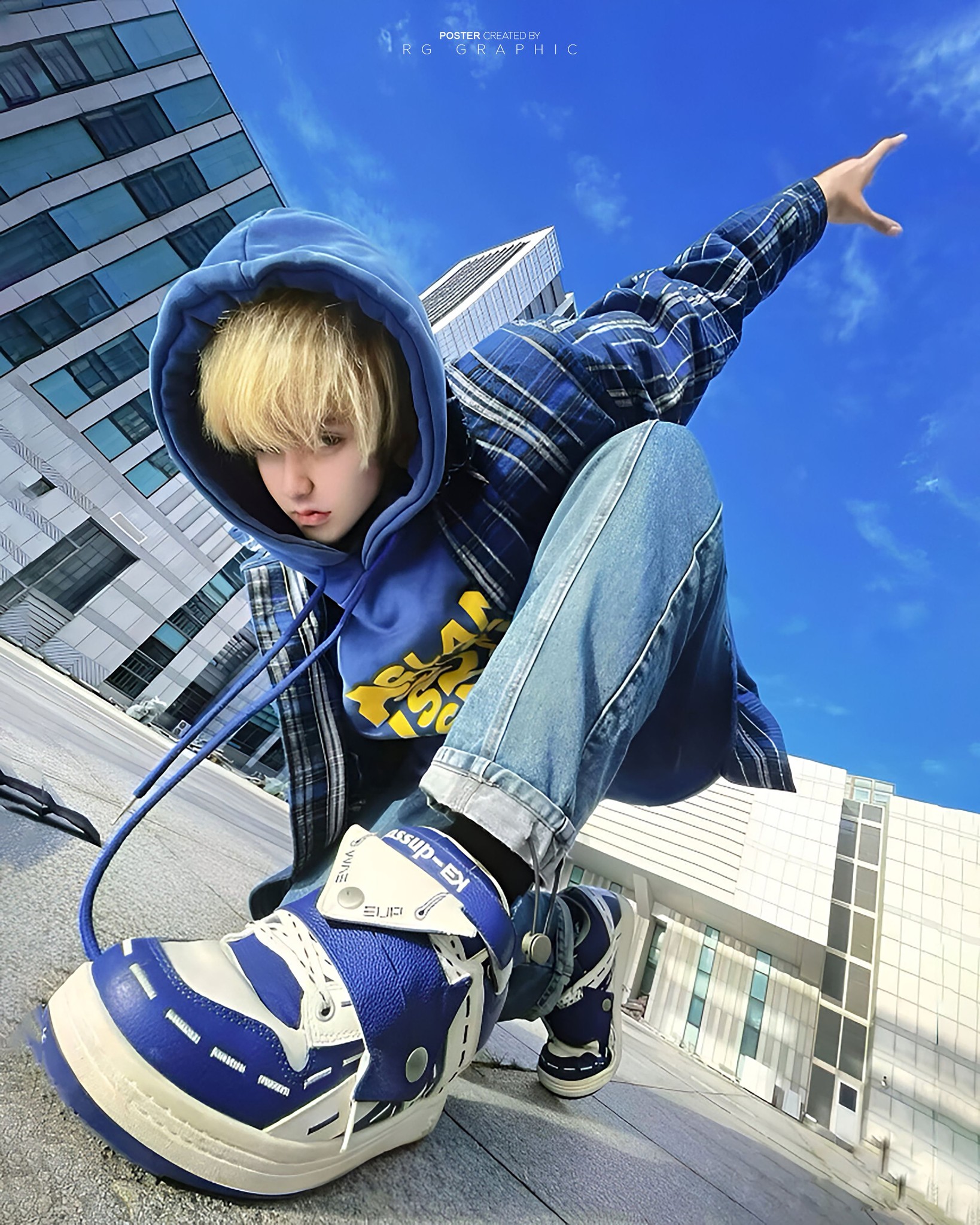 Urban Blue Rooftop Streetwear Perspective