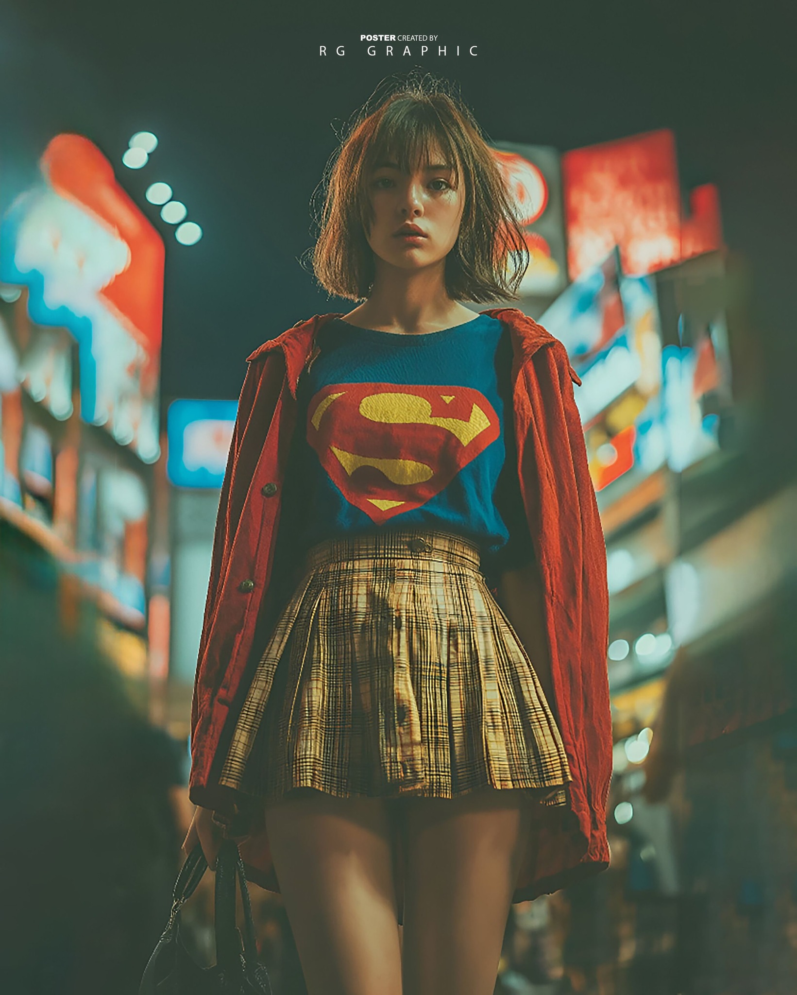 Neon Heroine in the Cyberpunk City