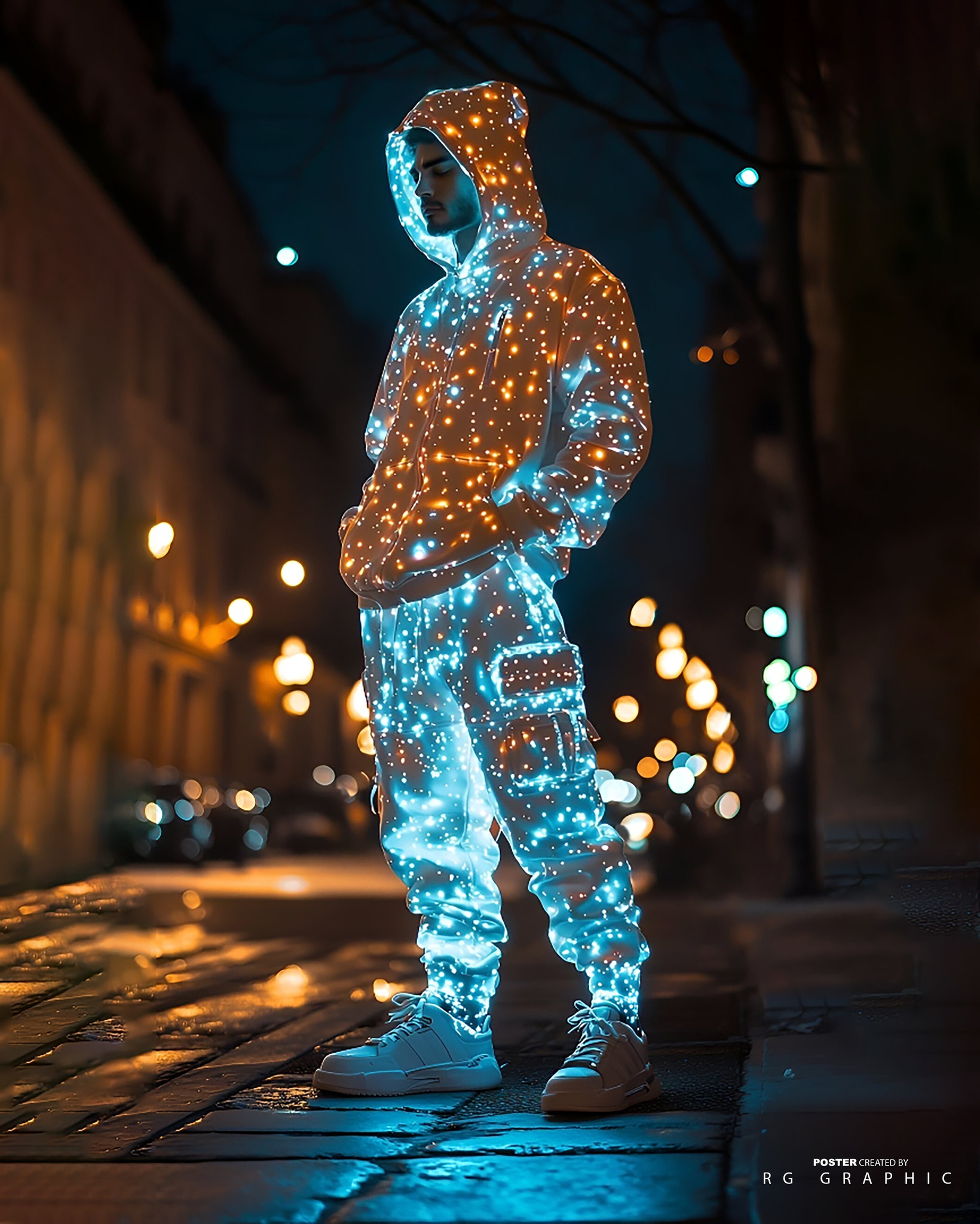 Bioluminescent Midnight in the Cyberpunk District