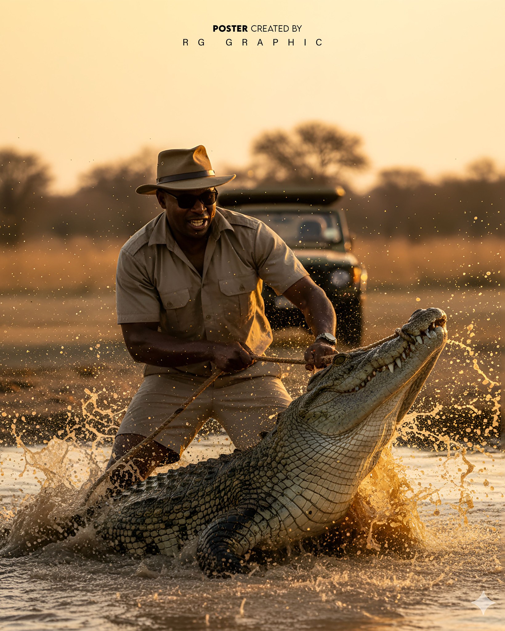 Golden Hour Crocodile Duel