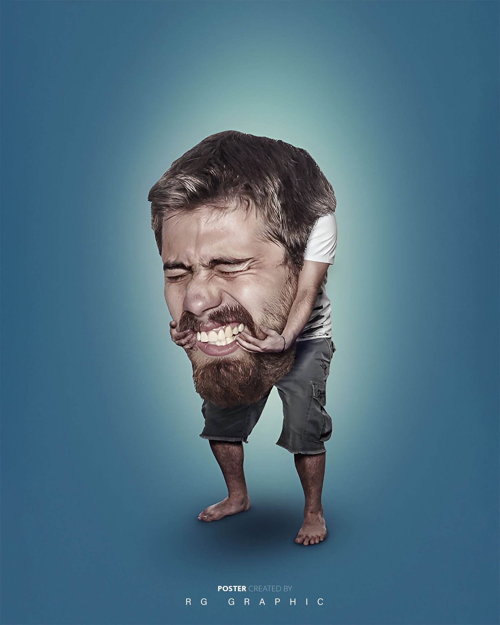 The Great Mustache Tug Strained Caricature