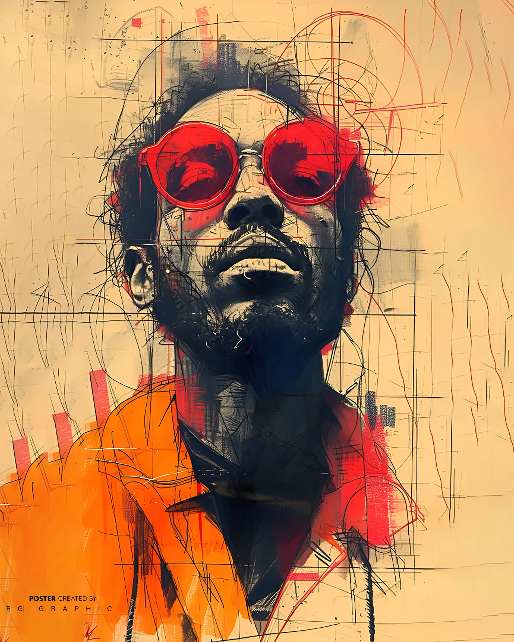 Vibrant Rebel in Red and Orange