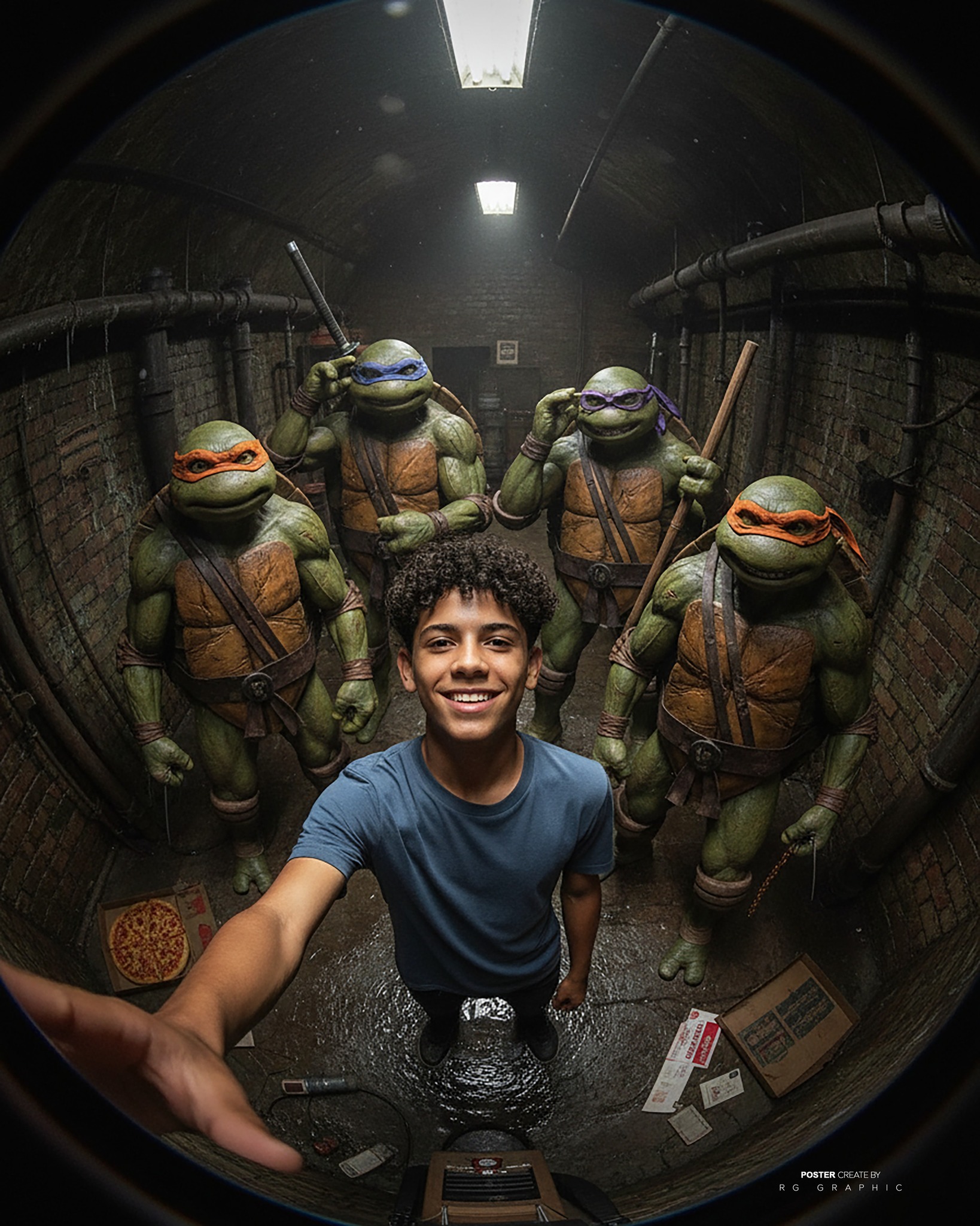 Sewer Selfie with the 1990 Movie Turtles