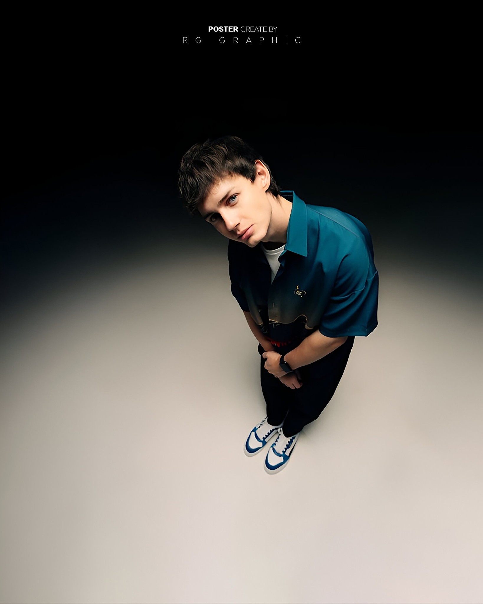 Minimalist Teal Satin Studio Portrait