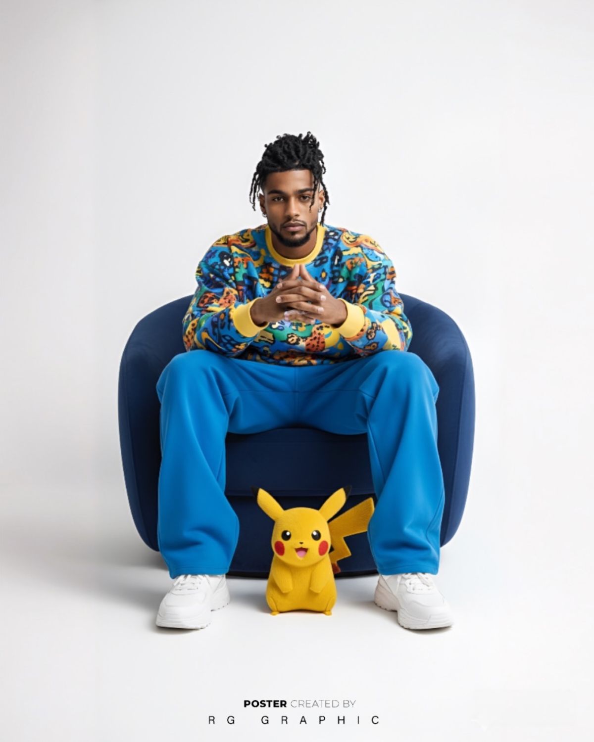 Modern Blue Studio with Pikachu Companion