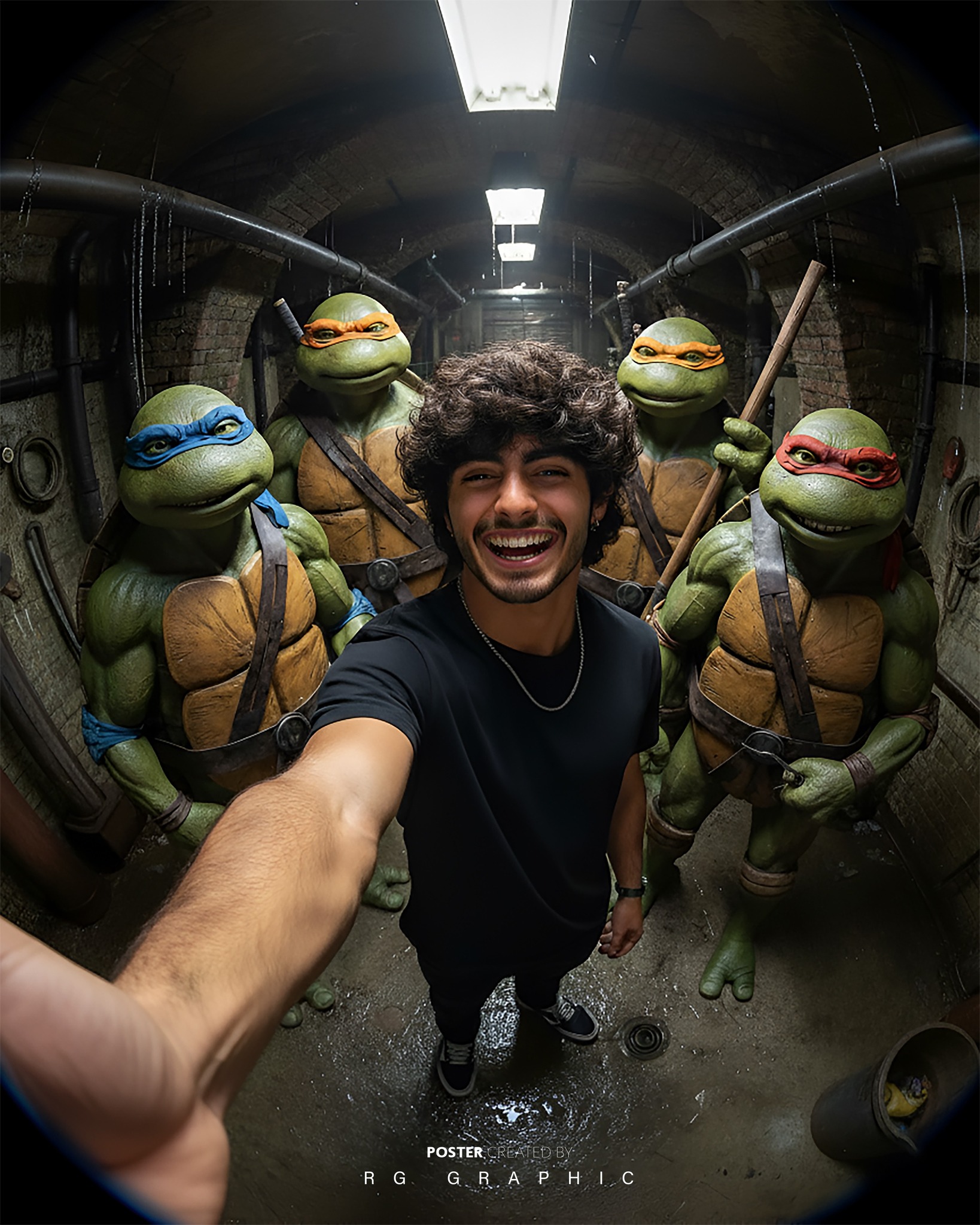 Sewer Selfie with the 1990 Movie Turtles