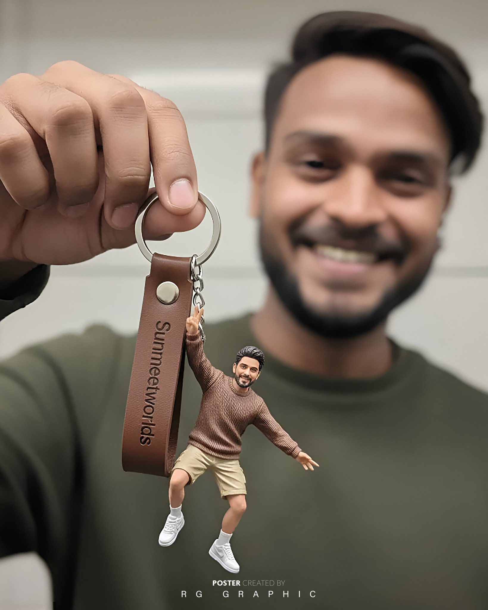 Miniature Me Custom Leather Keychain