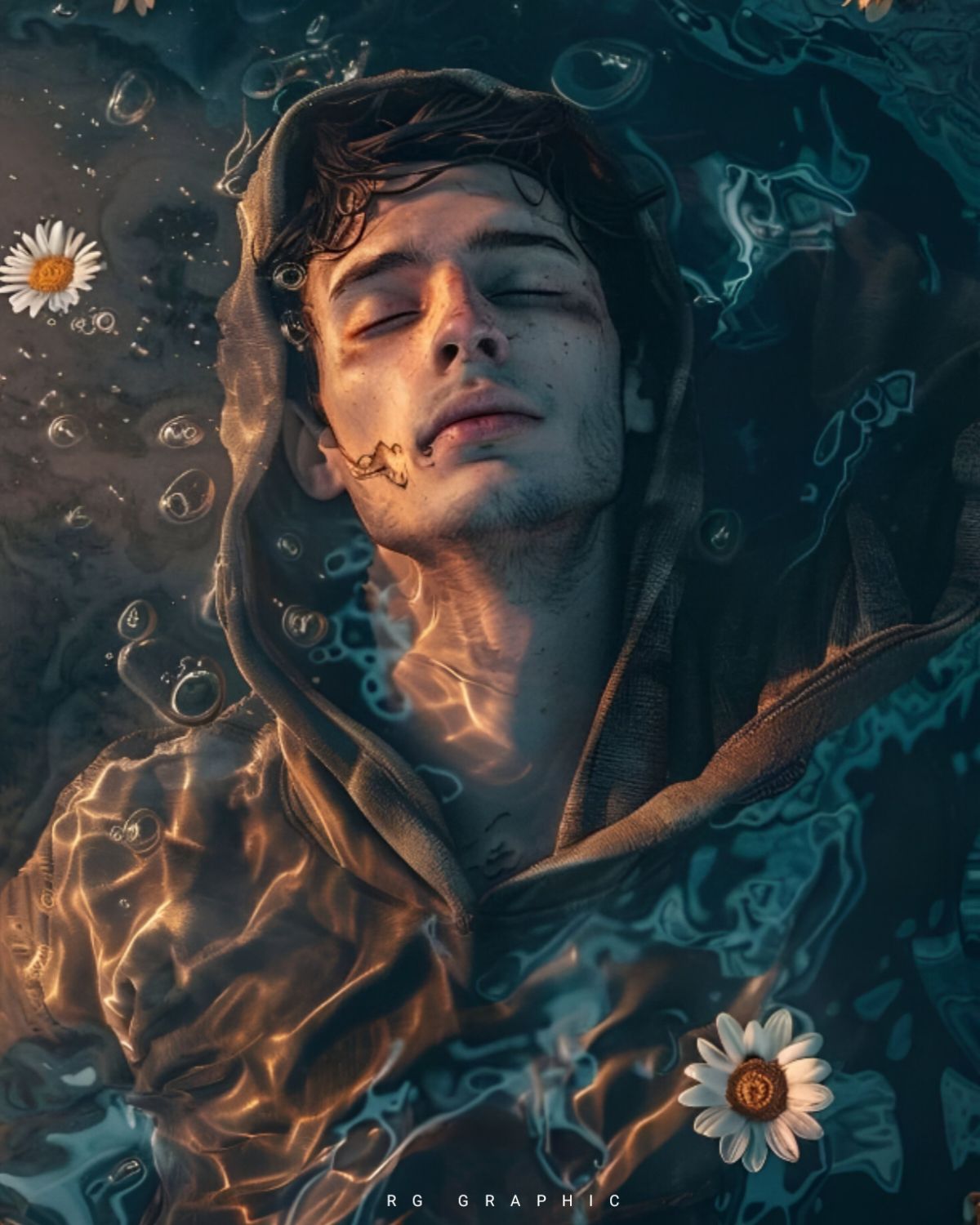 Serenity in Teal and Daisies