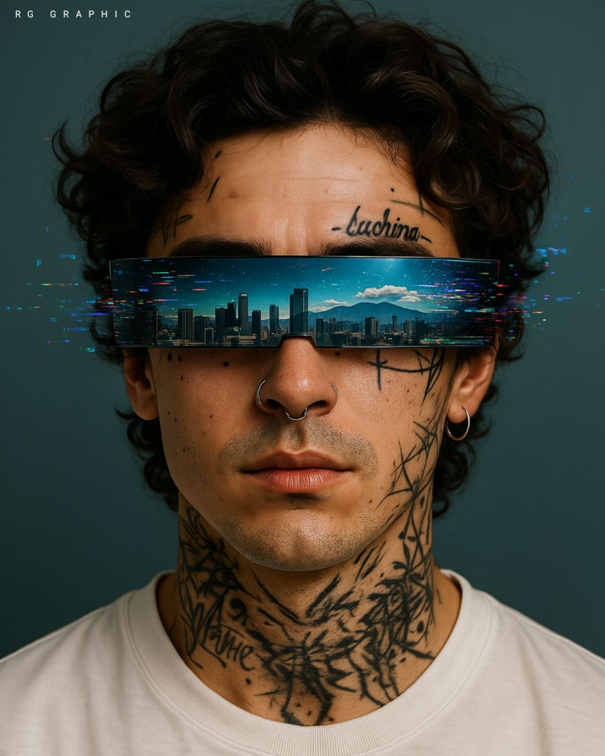 Glitch Visor Cyberpunk Portrait