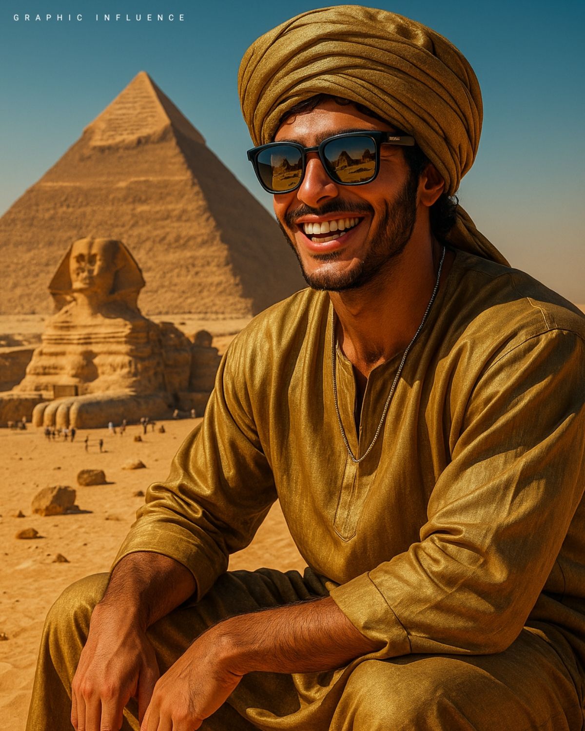Giant Nomad at the Pyramids of Giza
