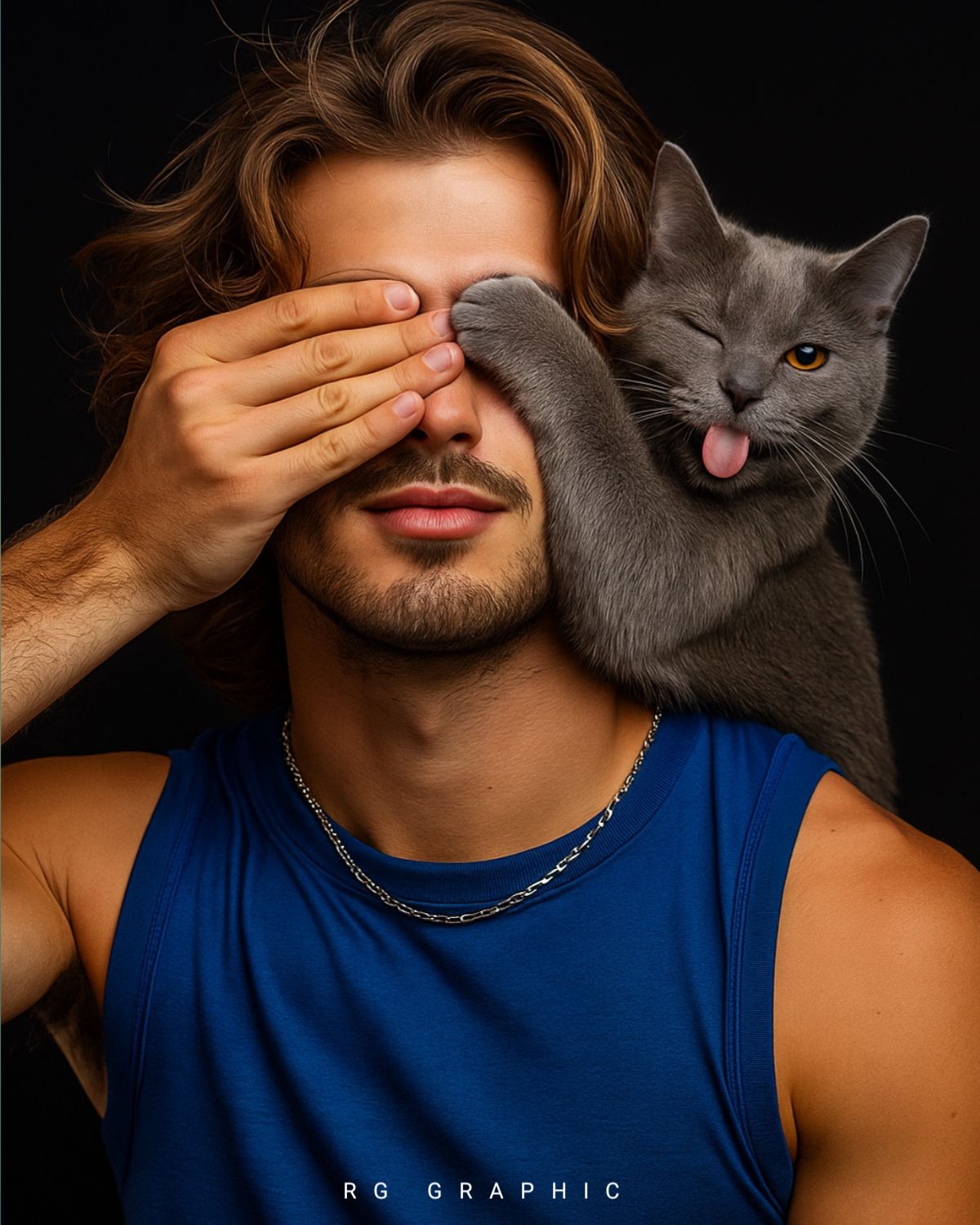 Mischievous Cat Peek-A-Boo Portait