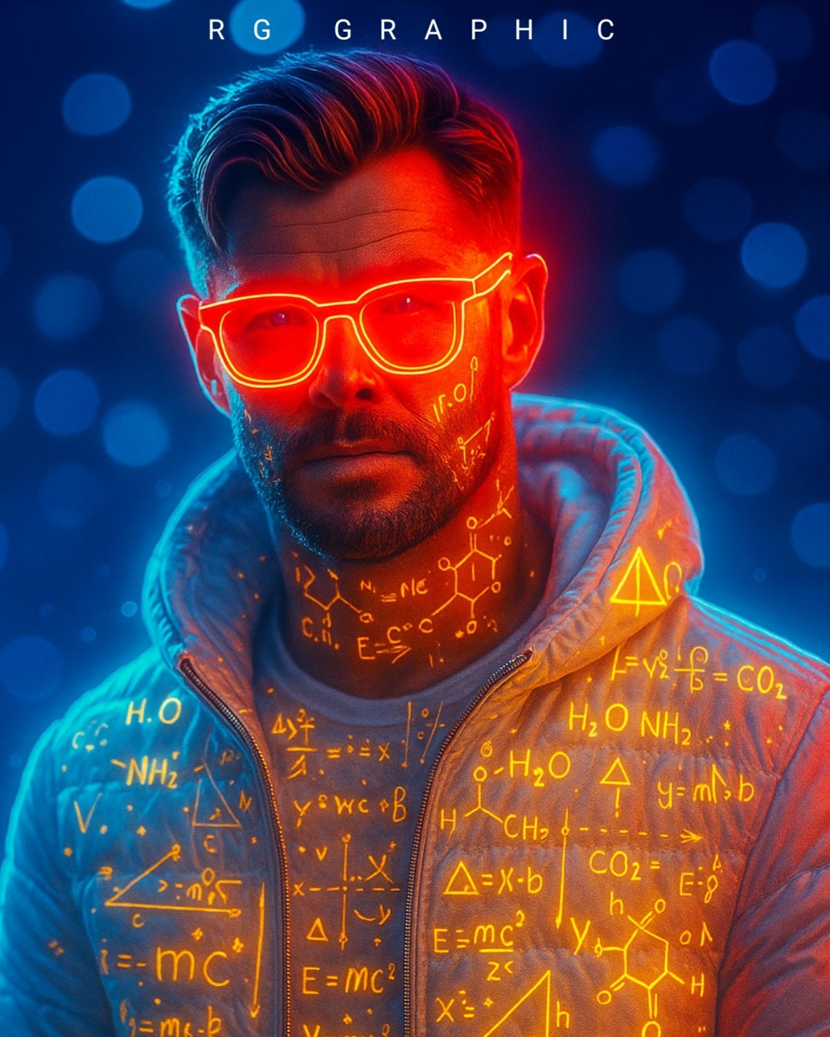 Neon Chemist in the Infinite Blue