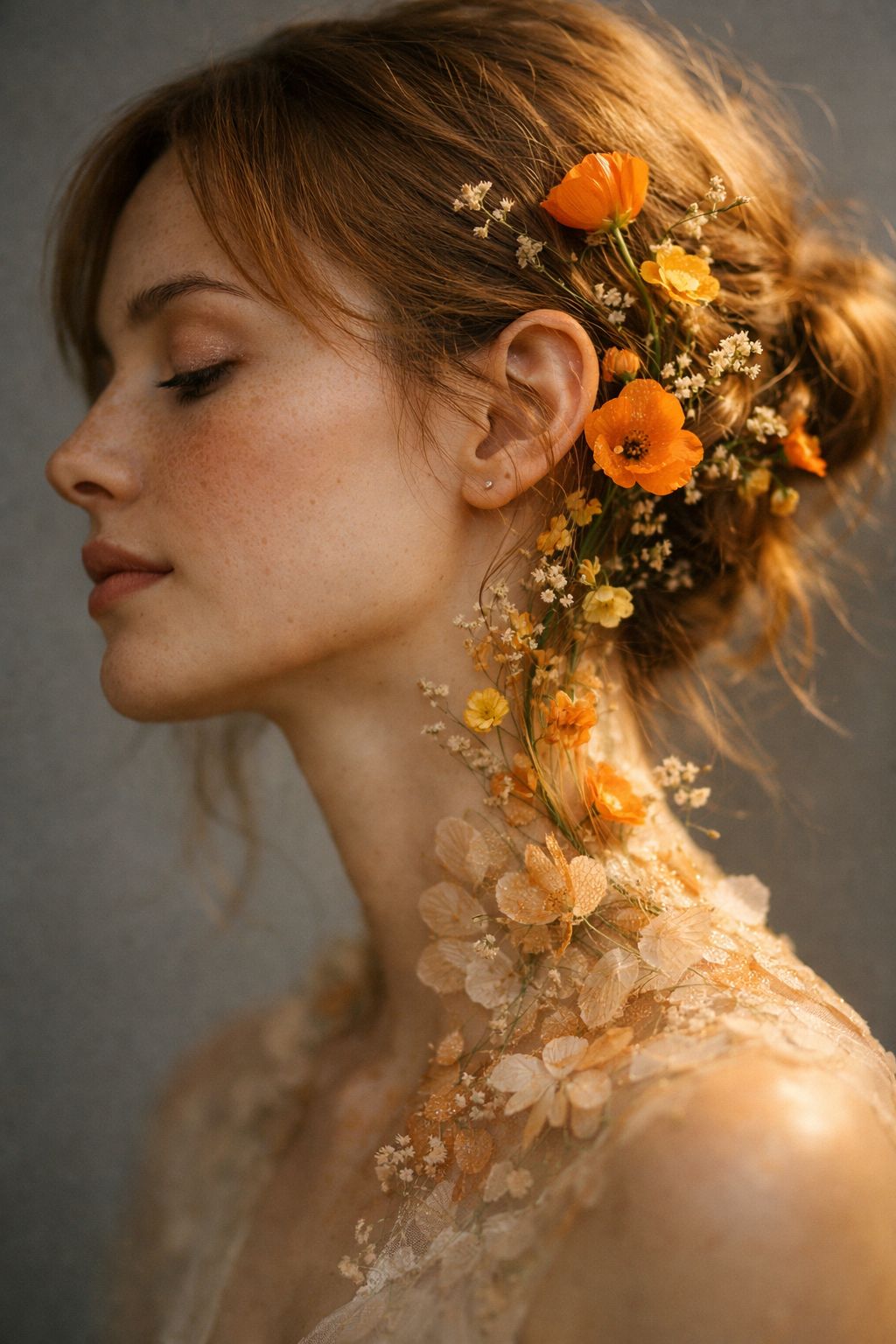 Golden Bloom Botanical Portrait