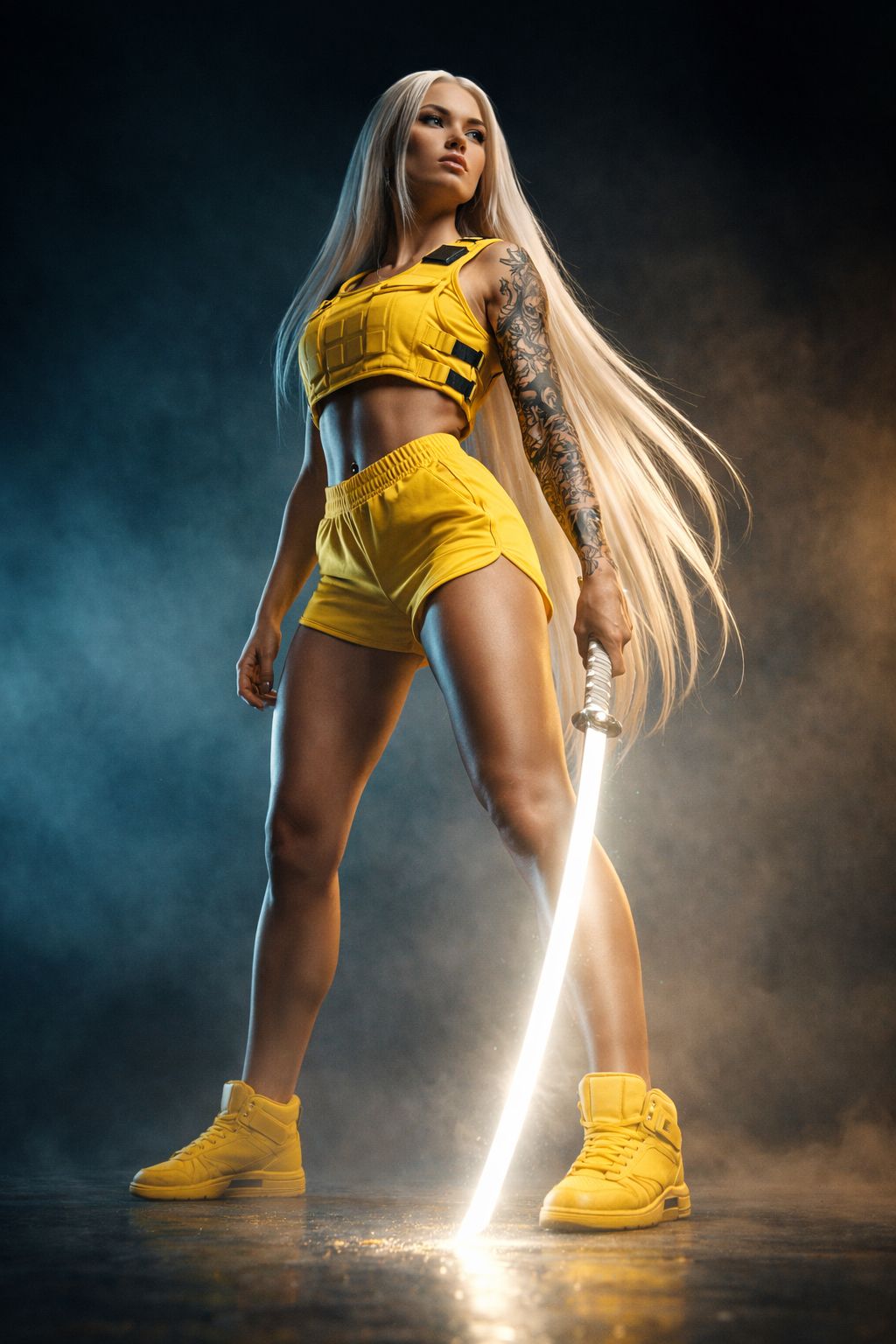 Platinum Blade Cyberpunk Warrior