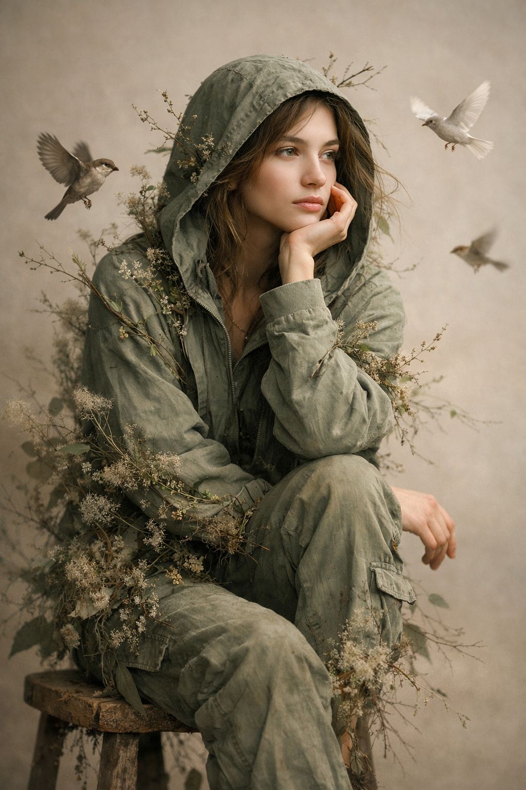 Ethereal Nature Fusion in Sage Green