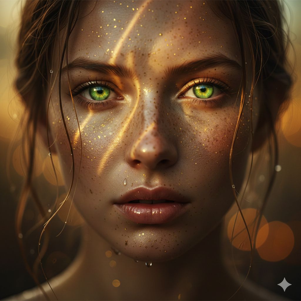 Golden Sun Dust and Emerald Eyes