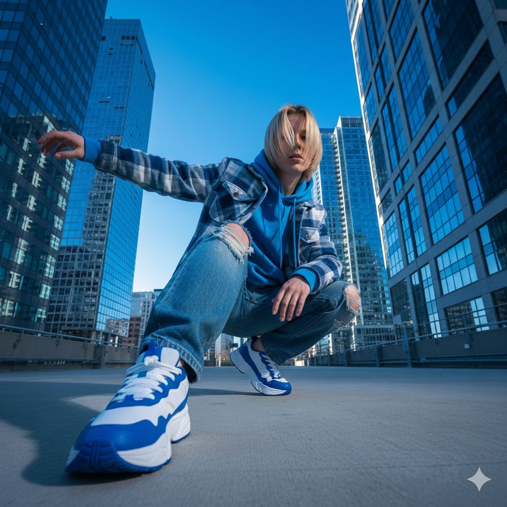 Cobalt Rooftop Streetwear Perspective