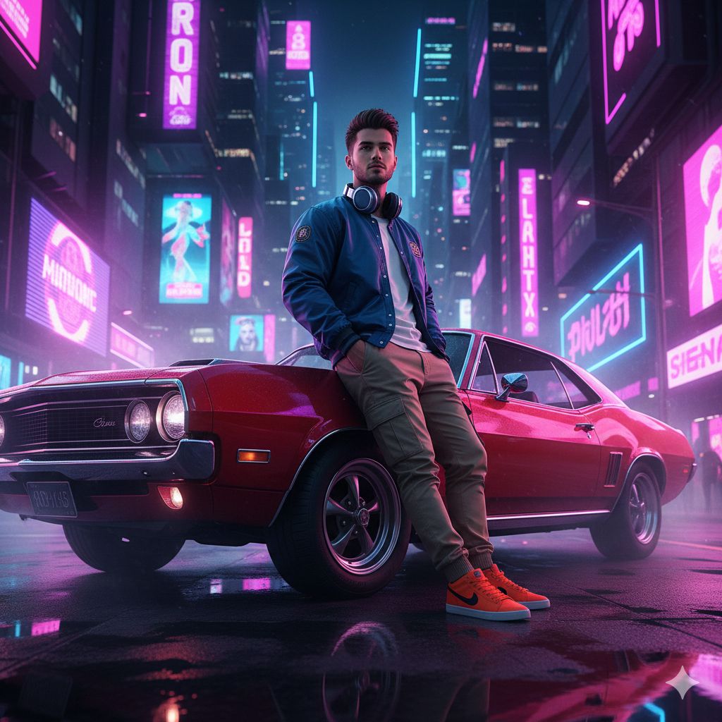 Neon Drift in the Cyberpunk District