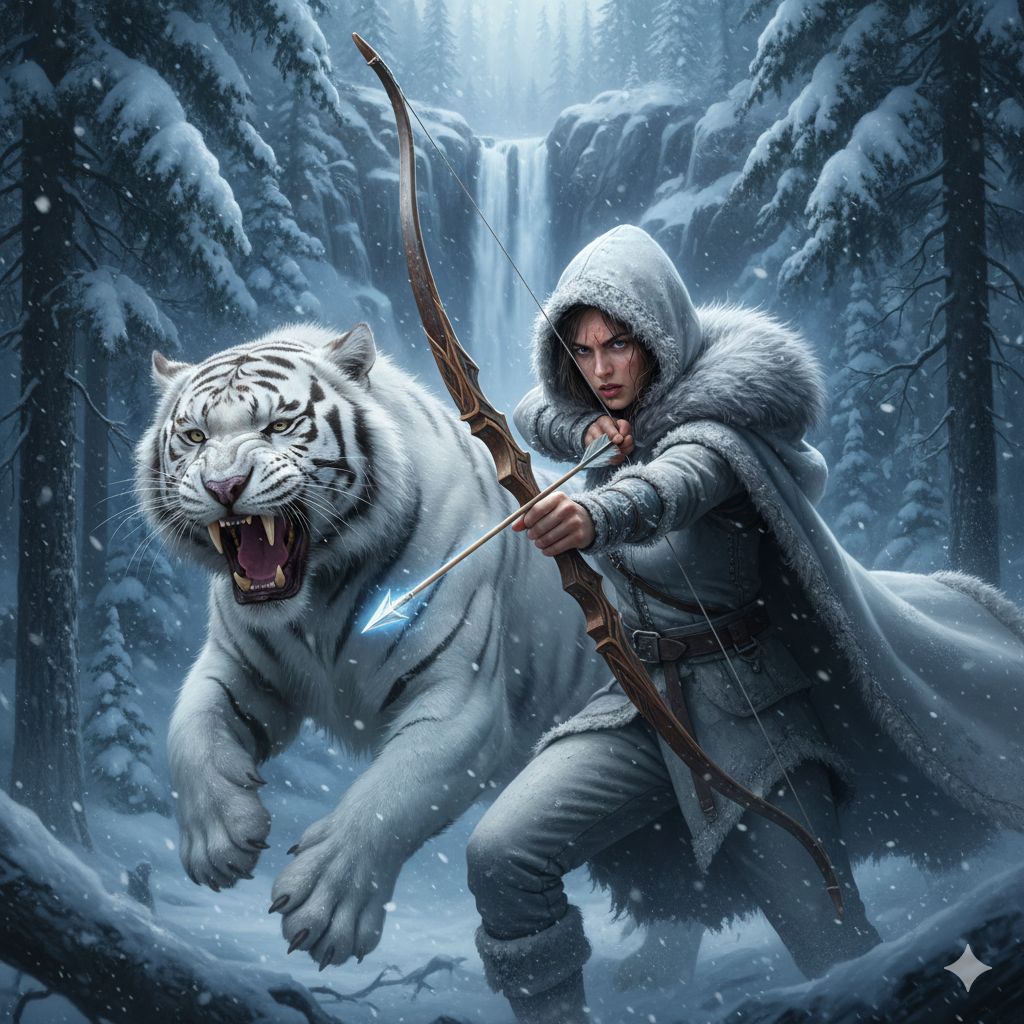 Frostbite Huntress and the White Tiger