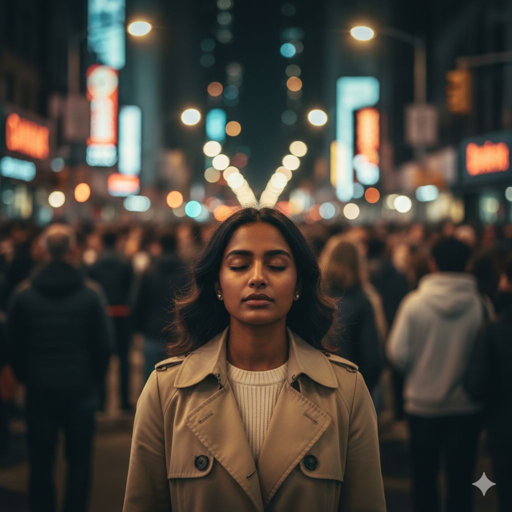 Stillness in the Neon Blur