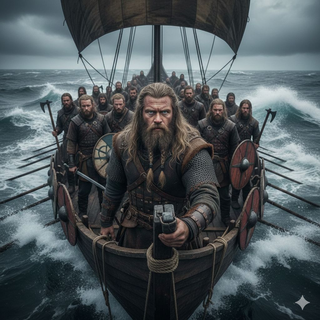 Viking Warship Selfie in a Celtic Storm