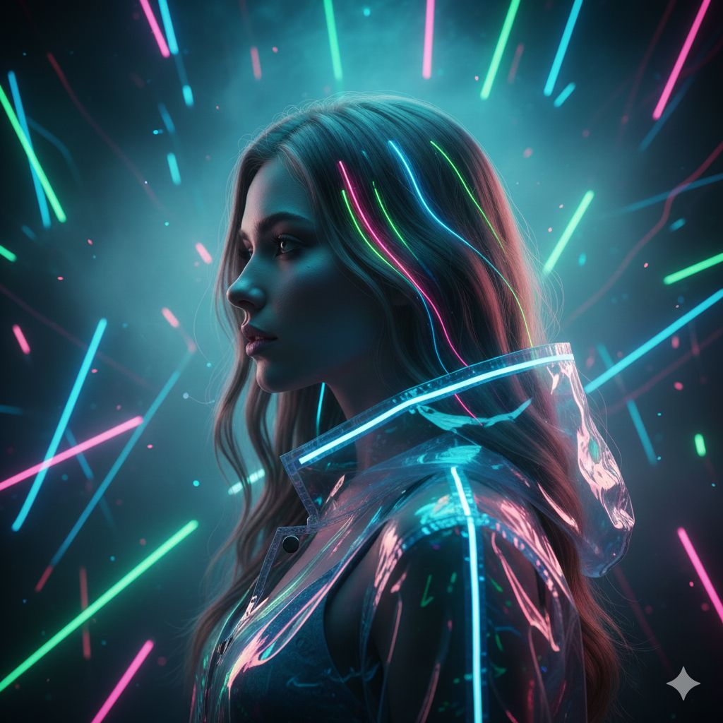 Neon Rain Cyberpunk Portrait