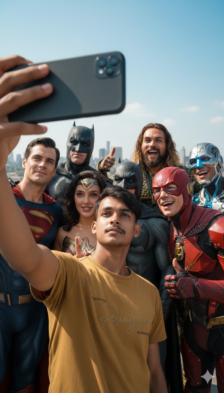 Justice League Group Selfie Sunset Vibes