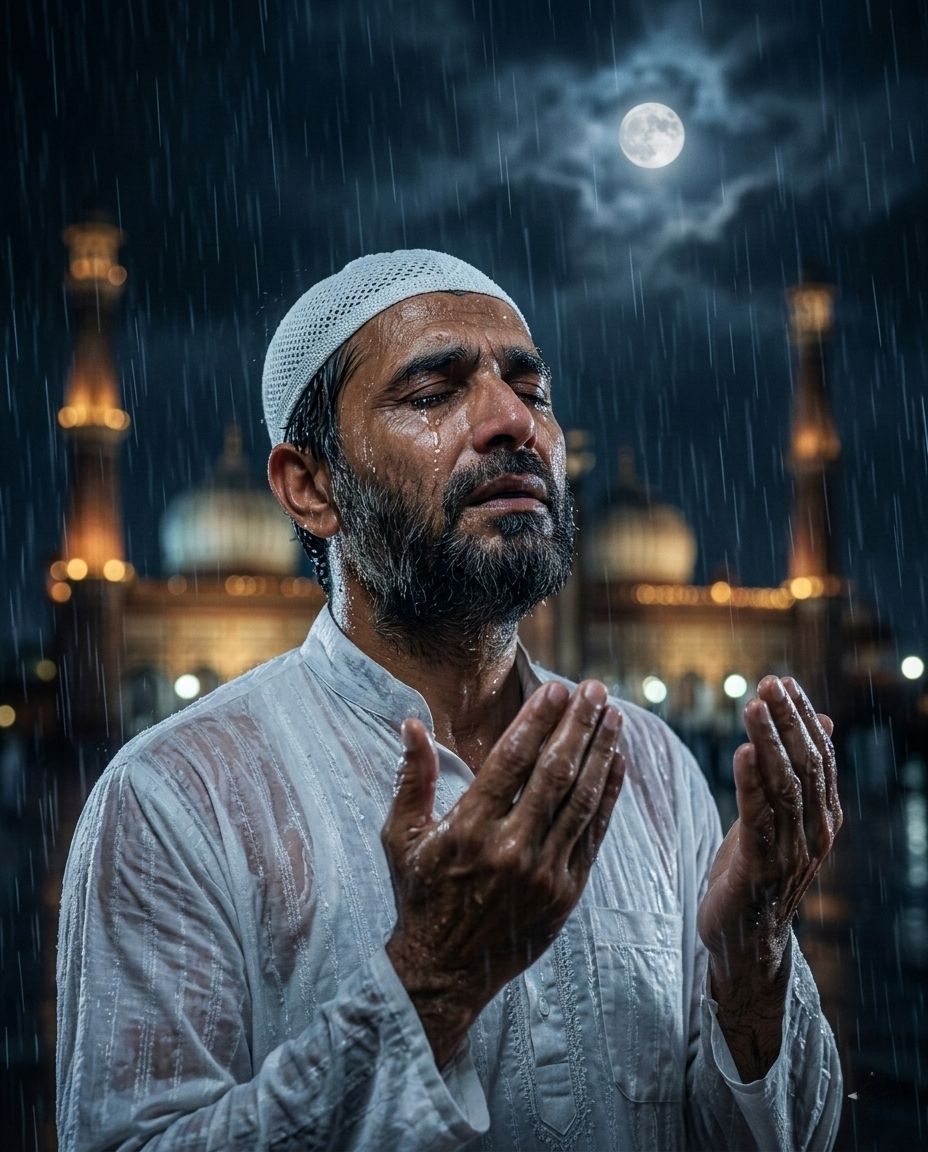 Silent Prayer in the Moonlight Rain